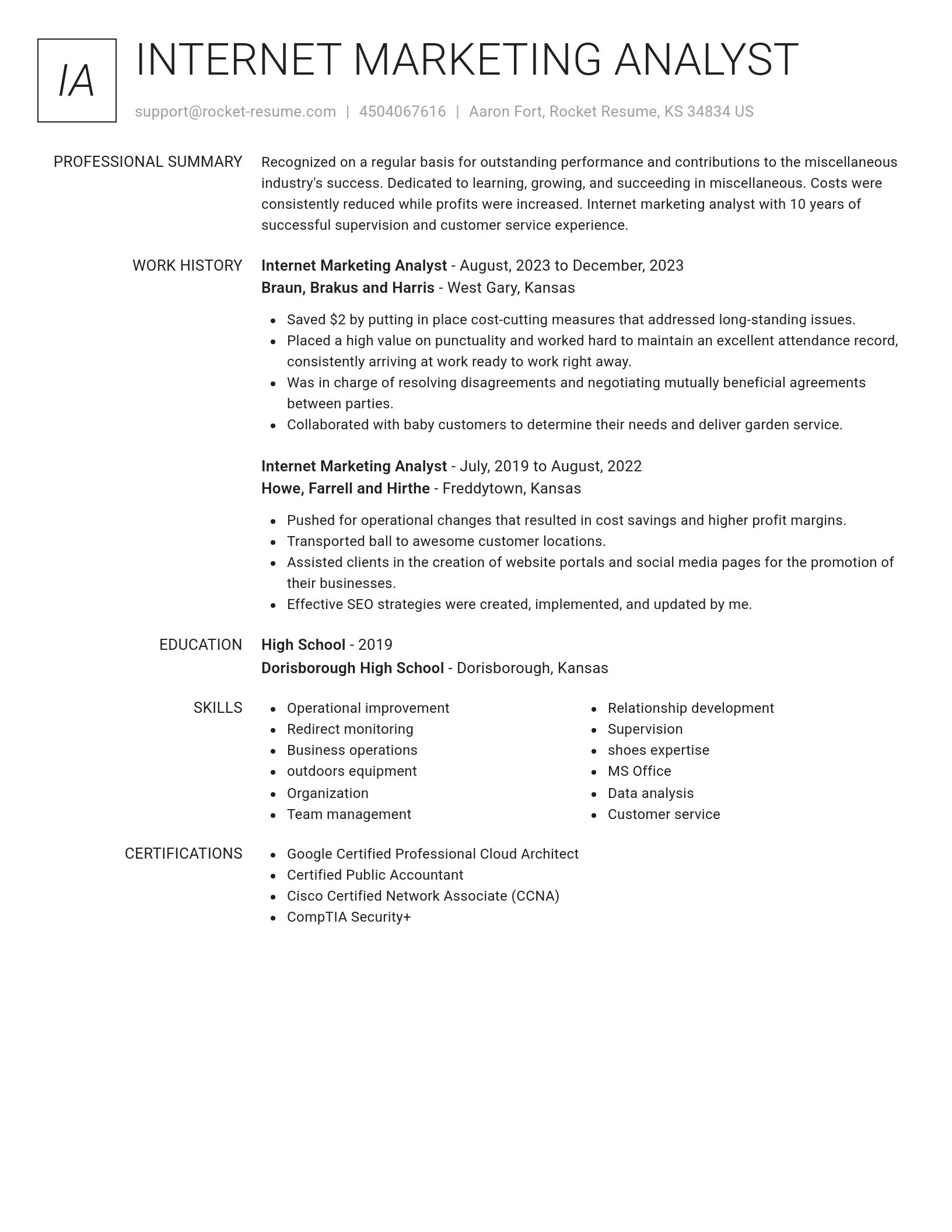 Renowned resume template