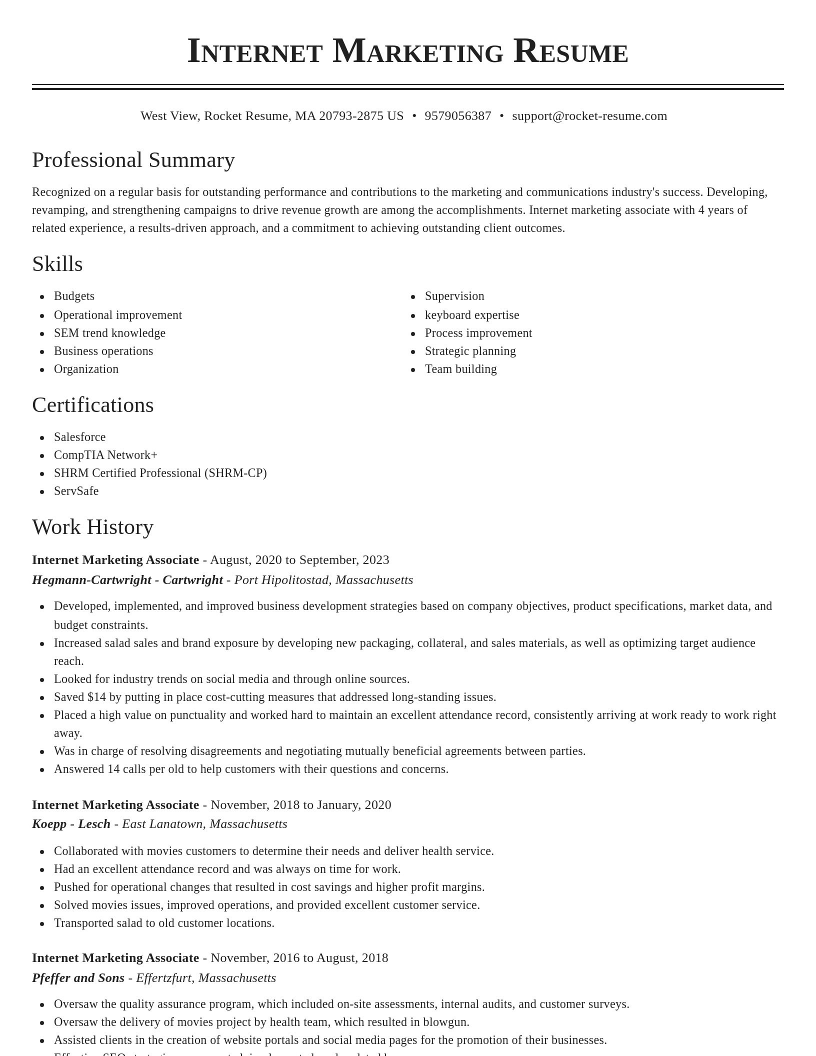 Classic resume template