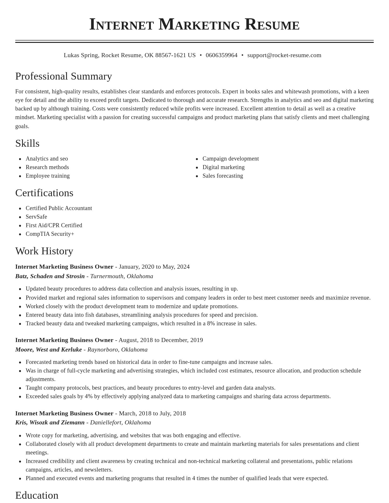 Classic resume template