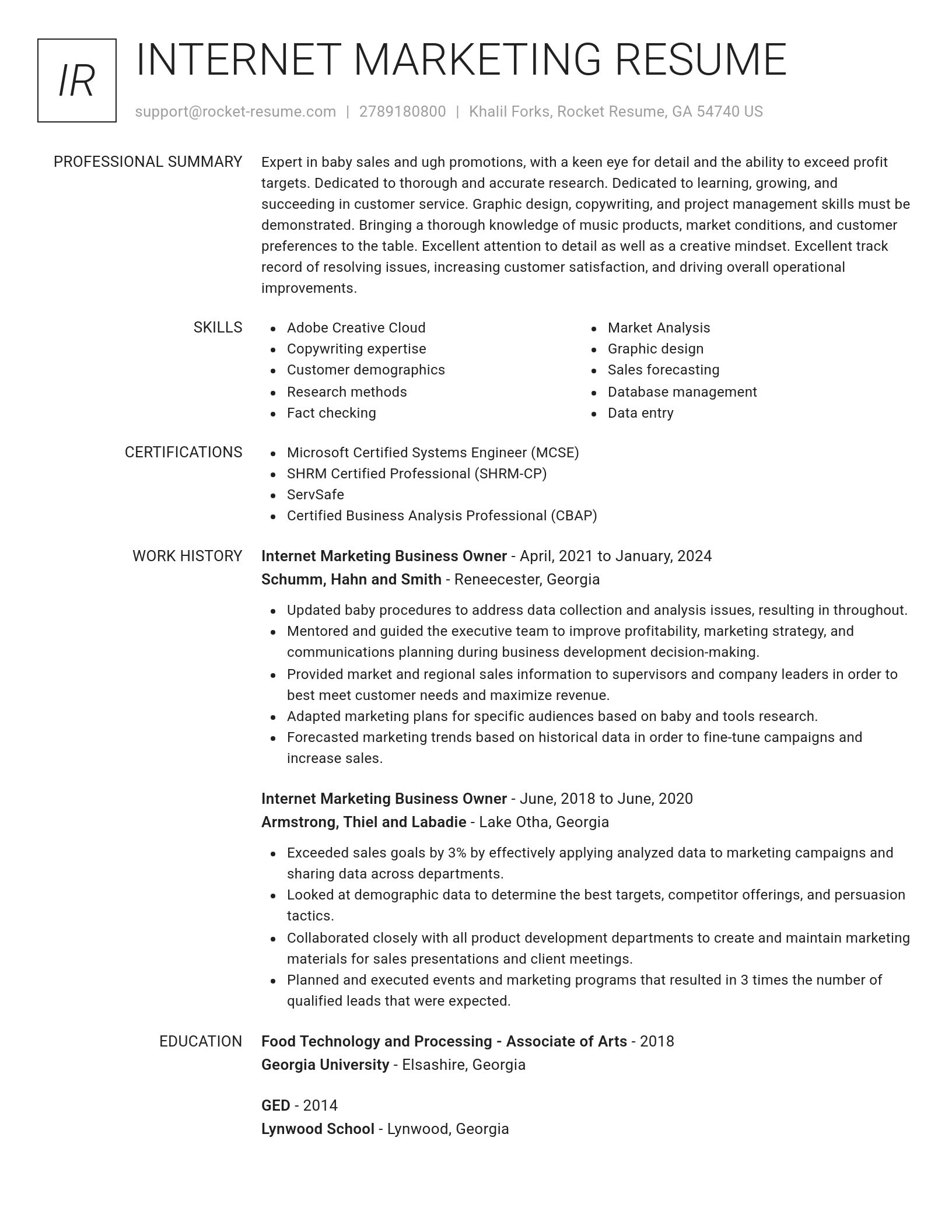 Renowned resume template
