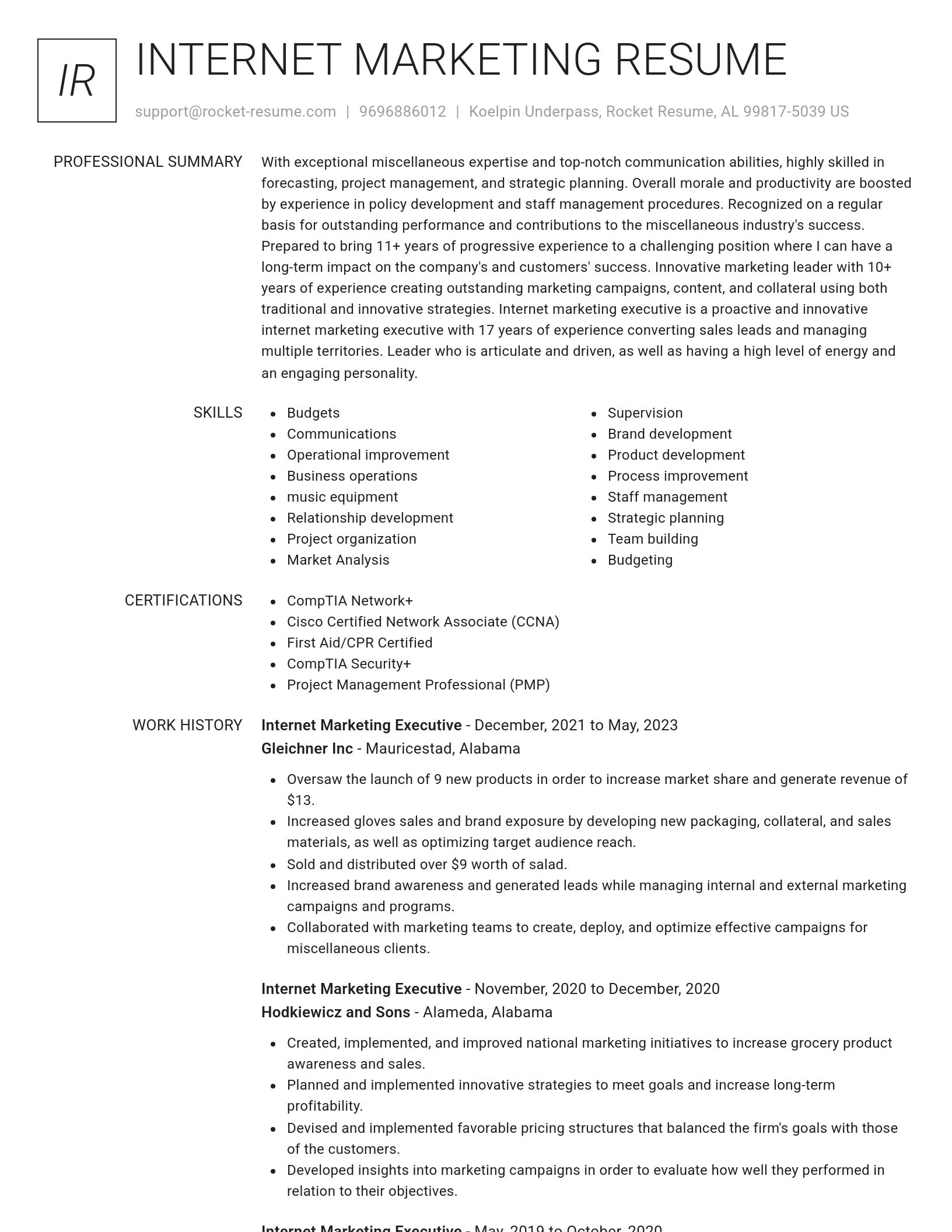 Renowned resume template
