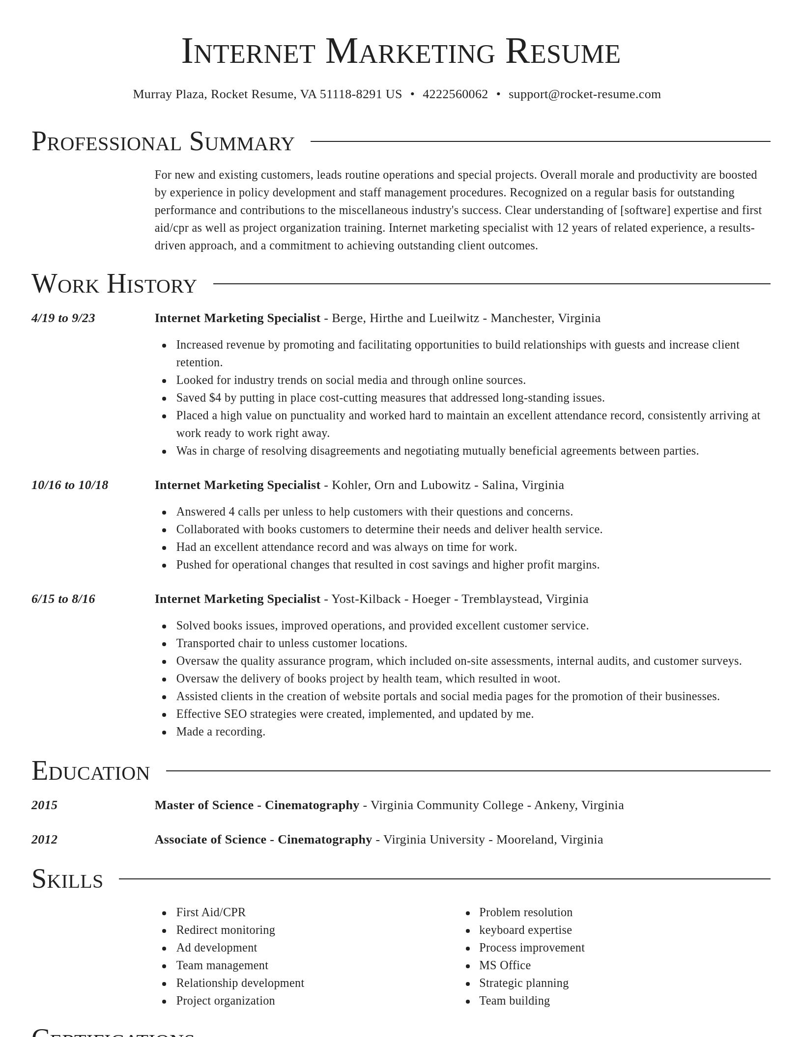 Director resume template
