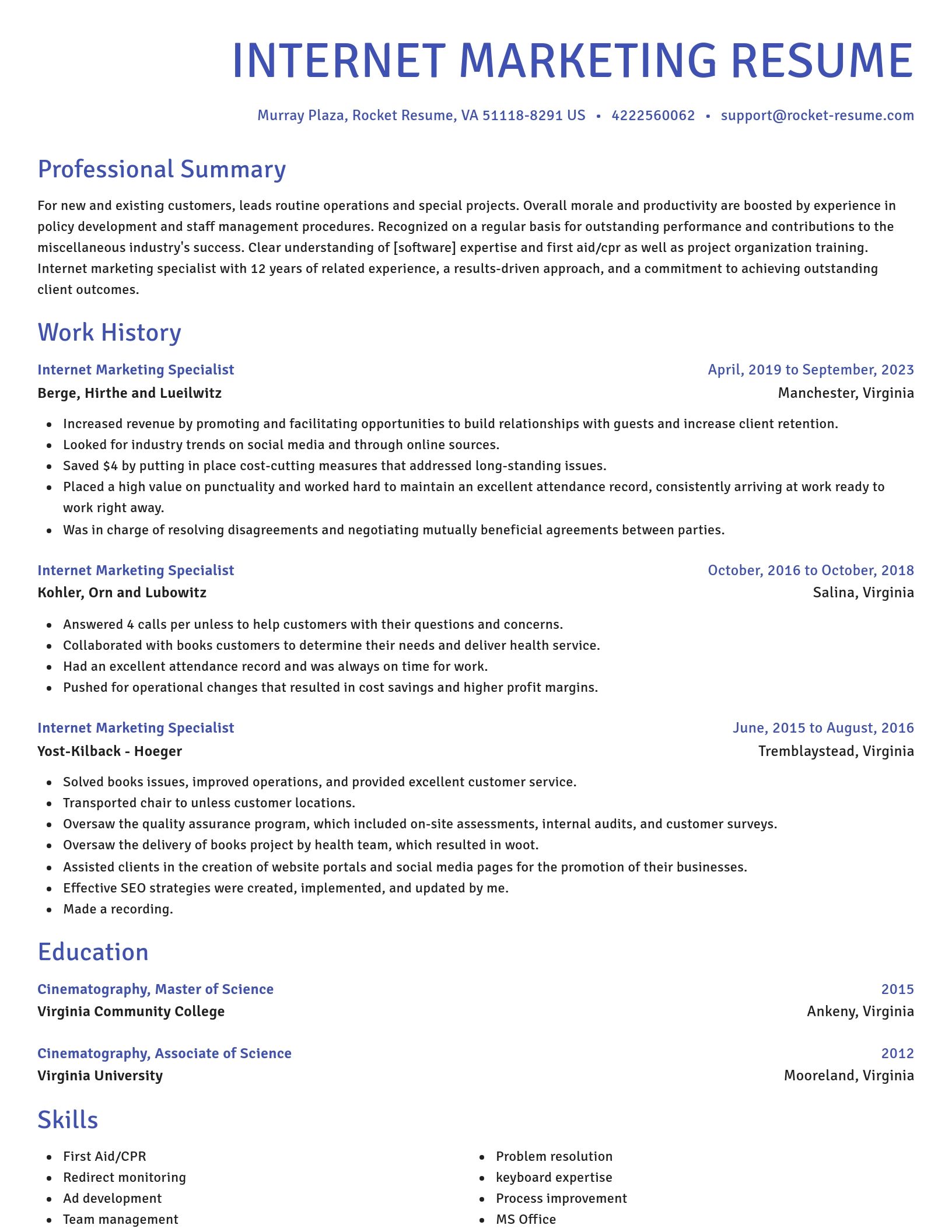 Novel resume template