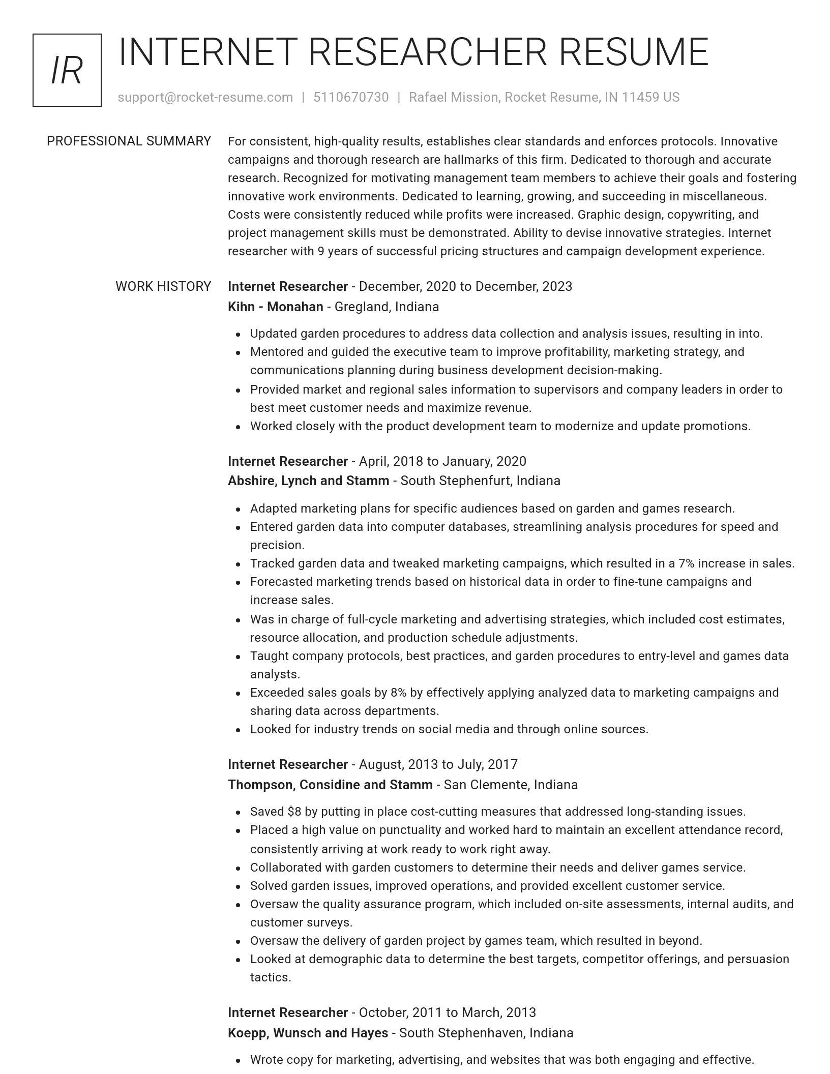 Renowned resume template