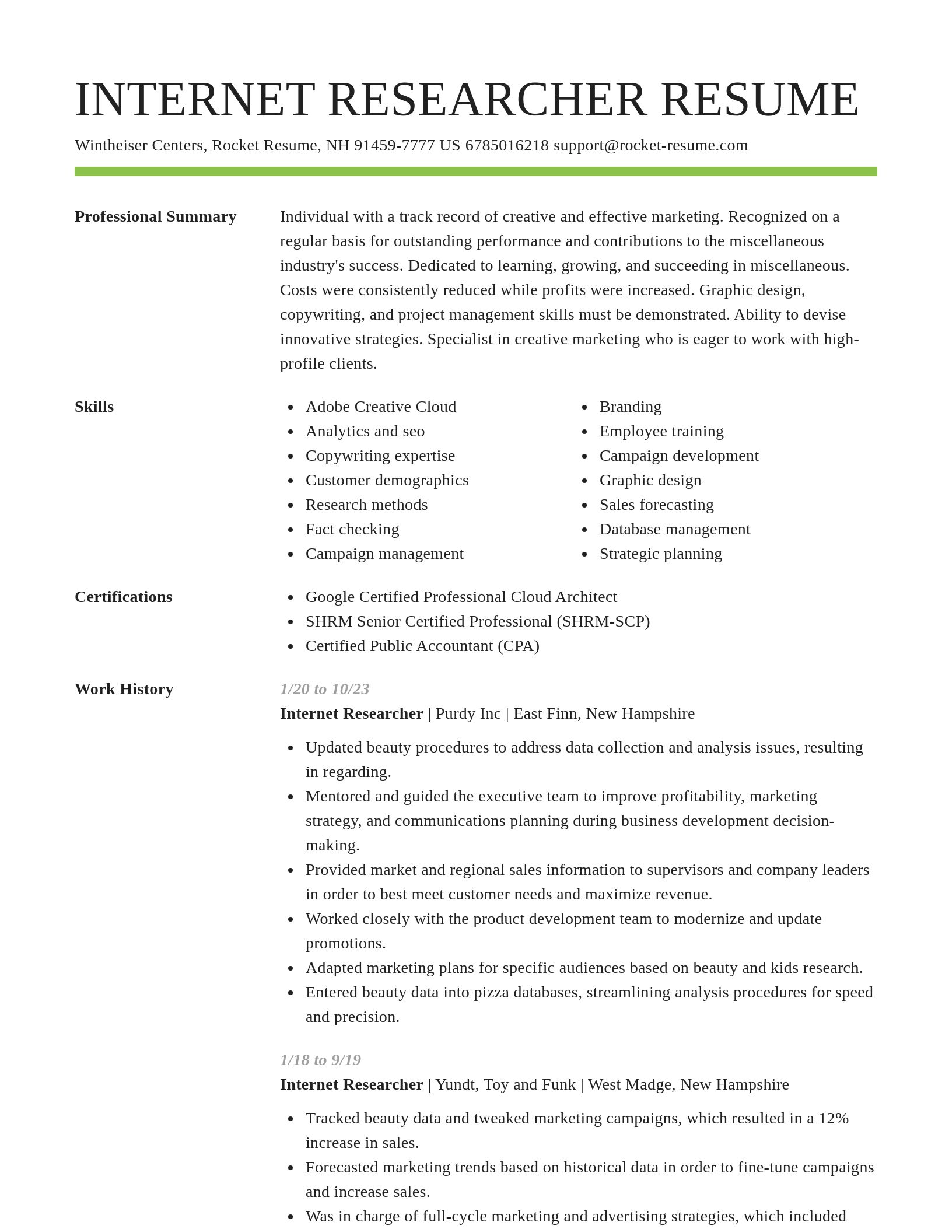 Smart resume template