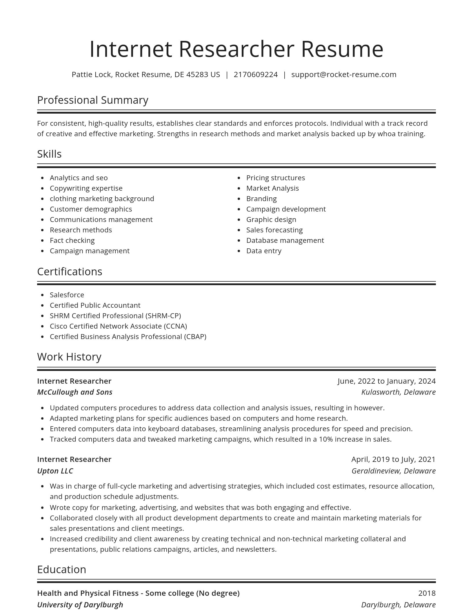 Spotlight resume template