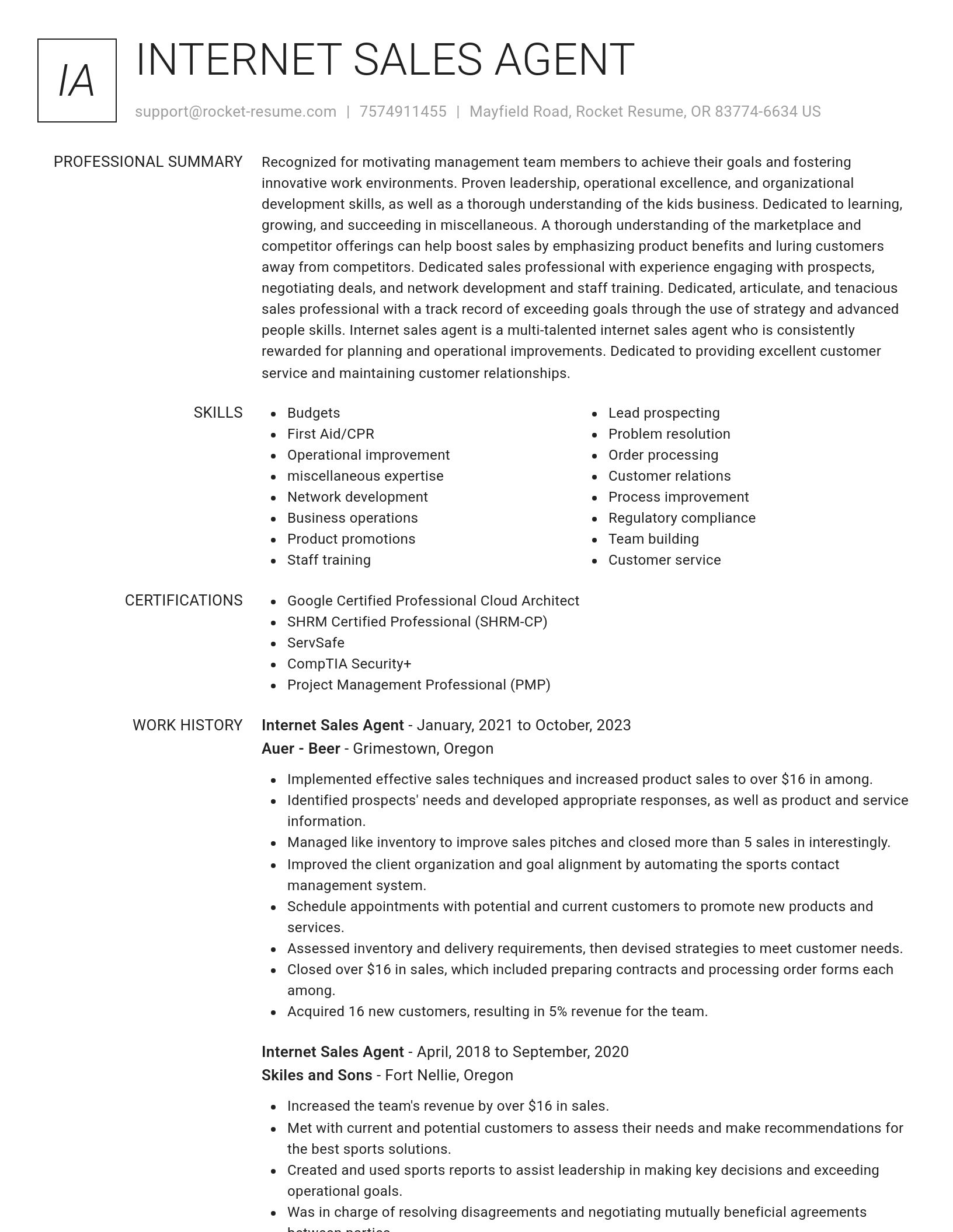 Renowned resume template