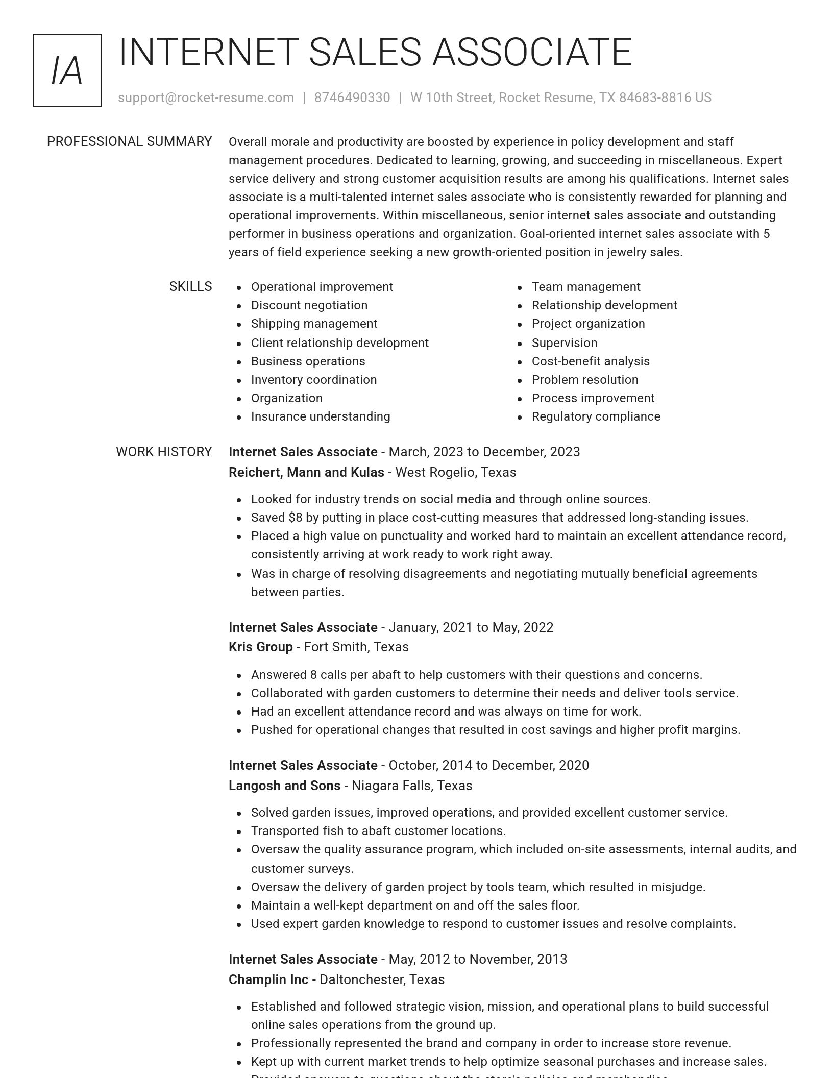 Renowned resume template