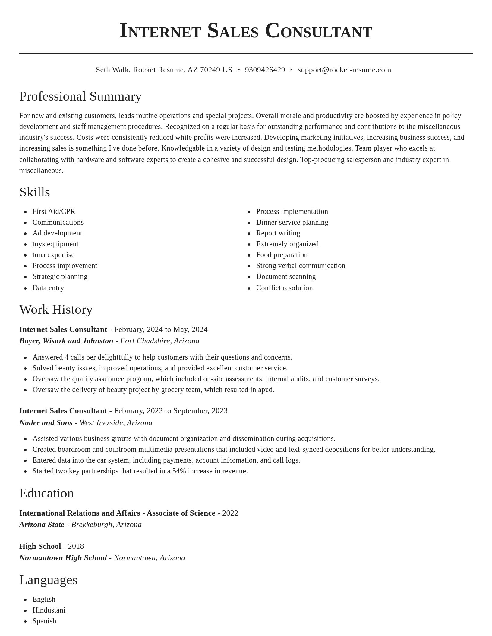 Classic resume template