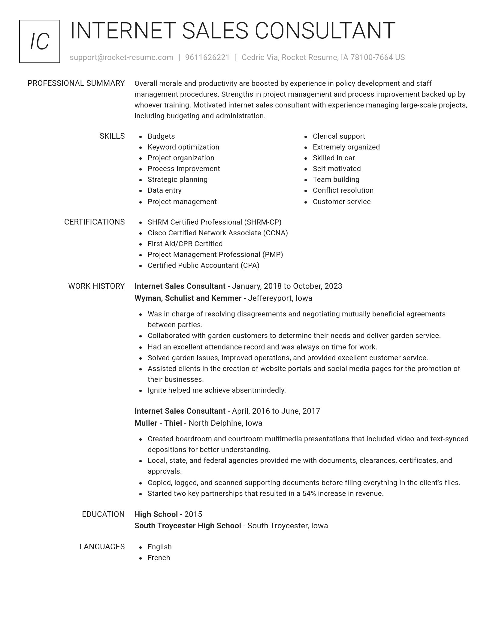 Renowned resume template