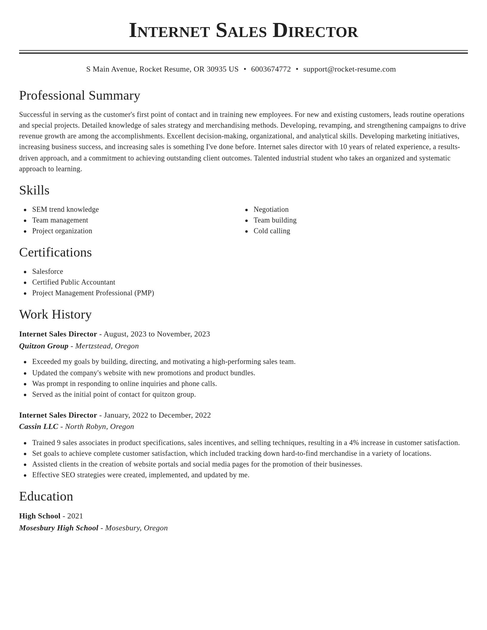 Classic resume template