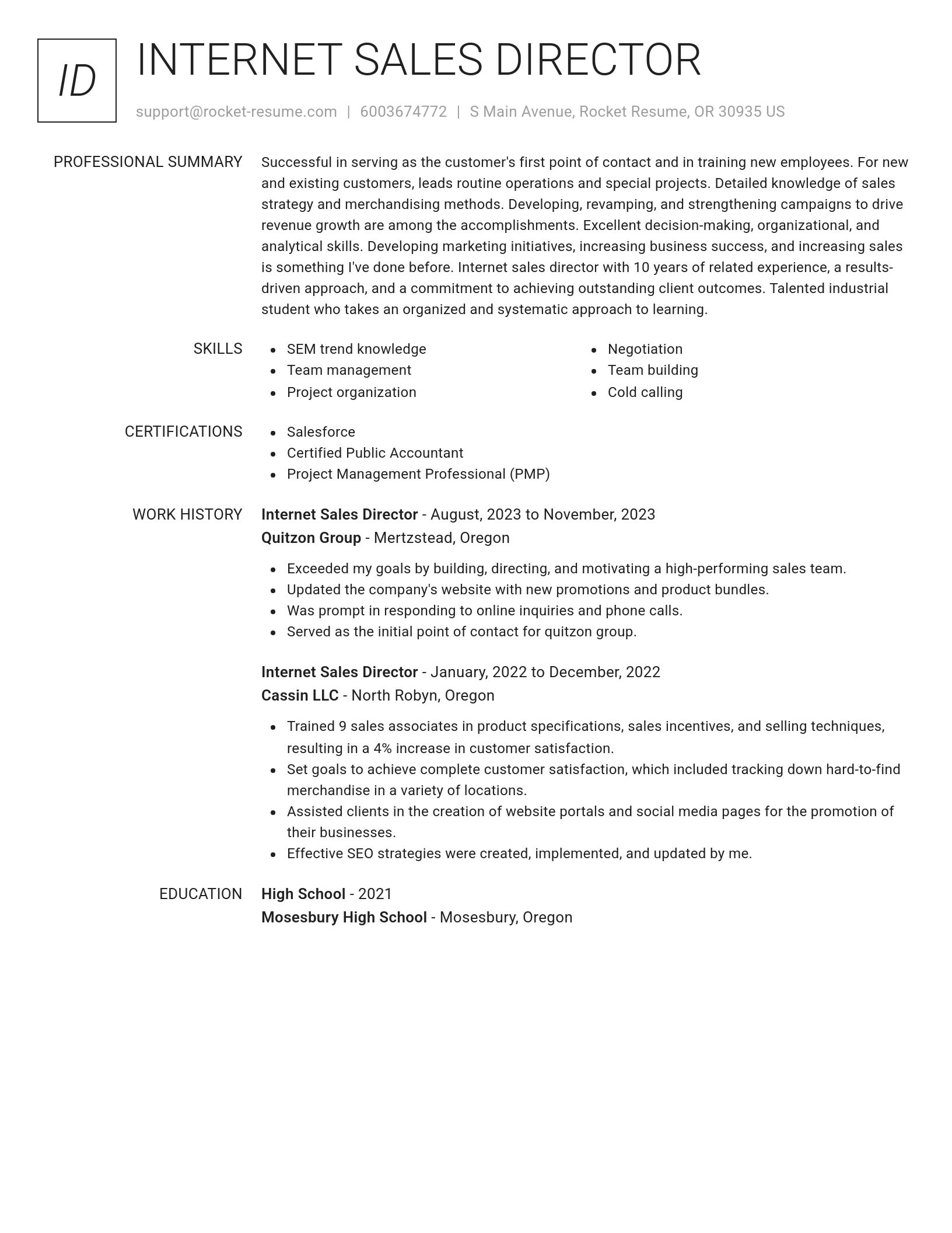 Renowned resume template