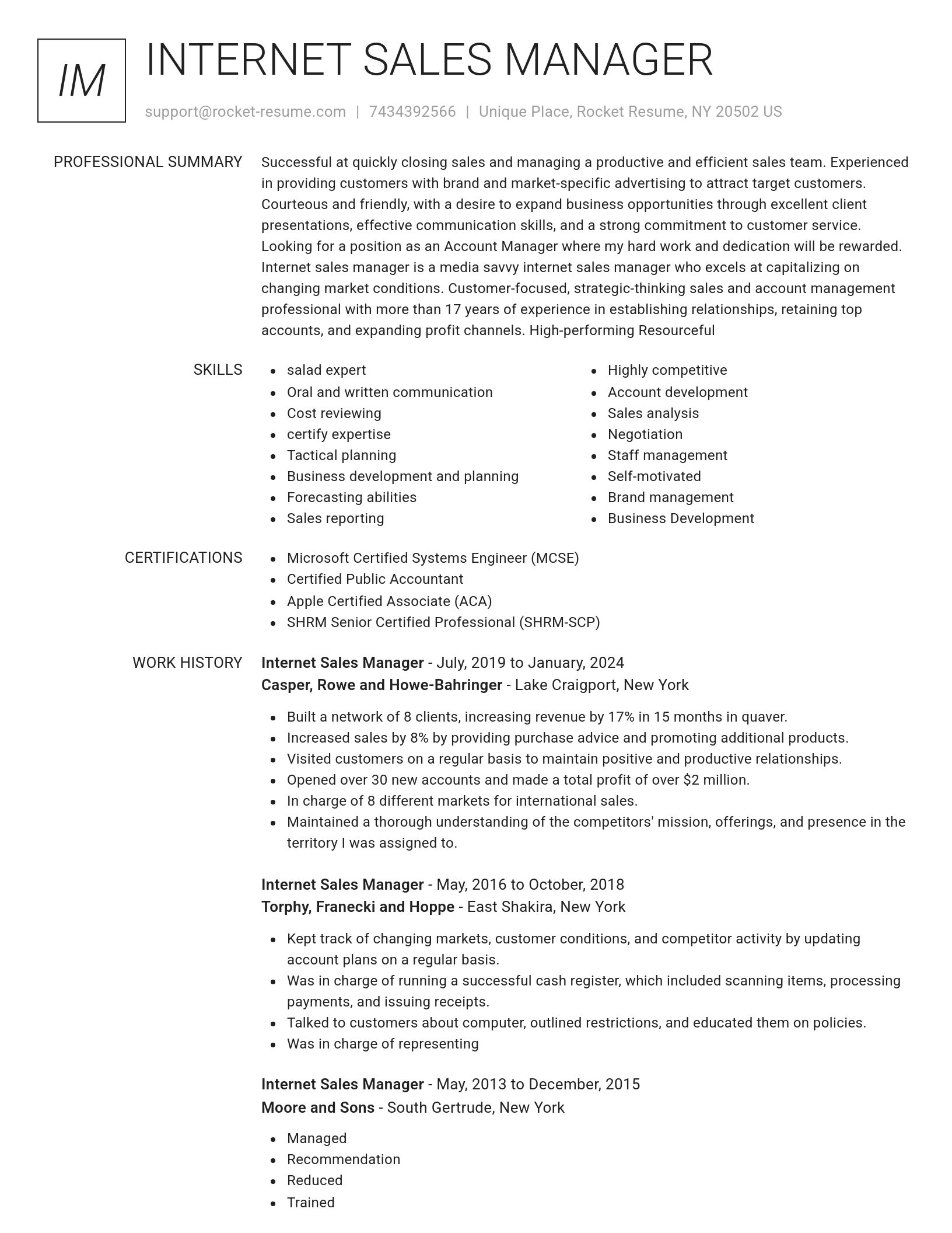 Renowned resume template