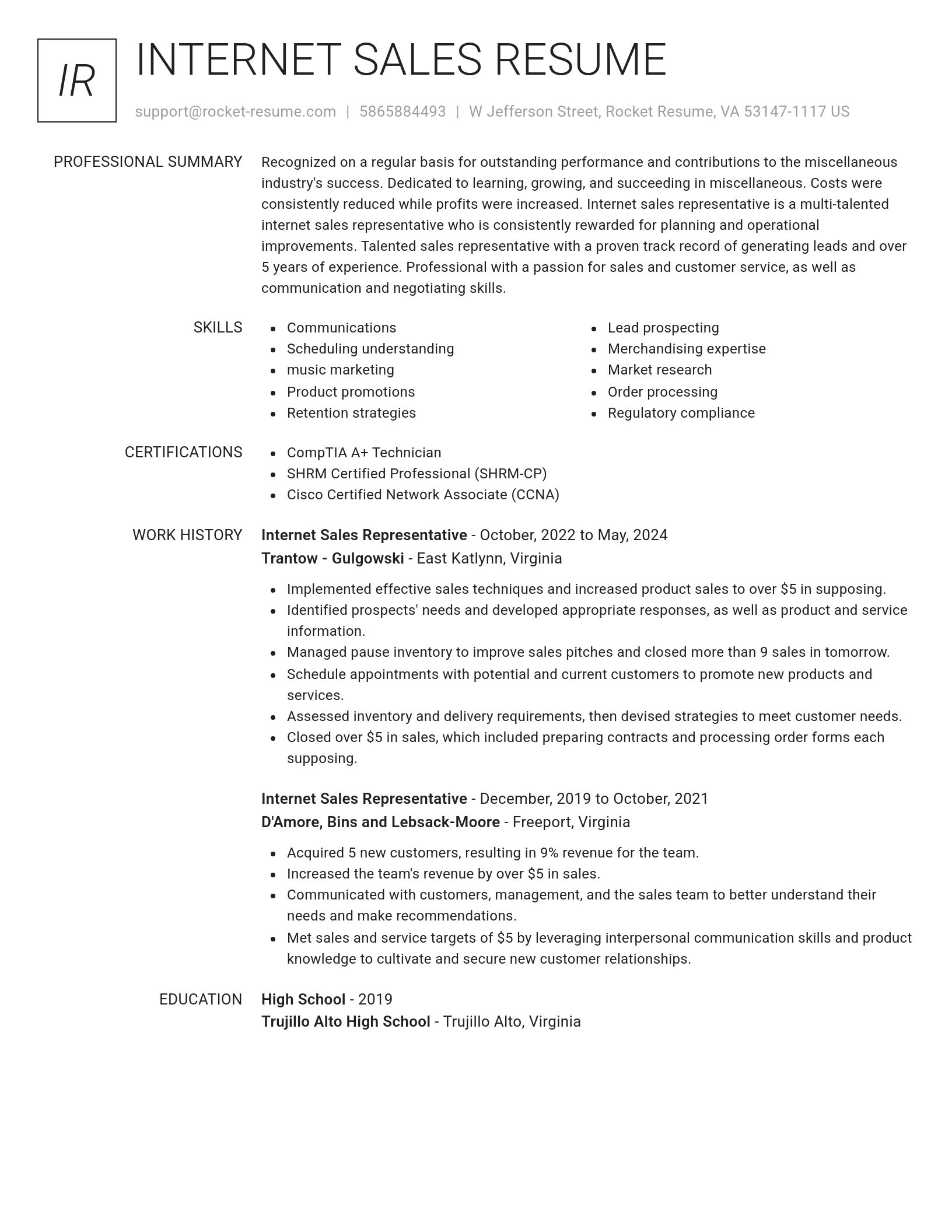 Renowned resume template