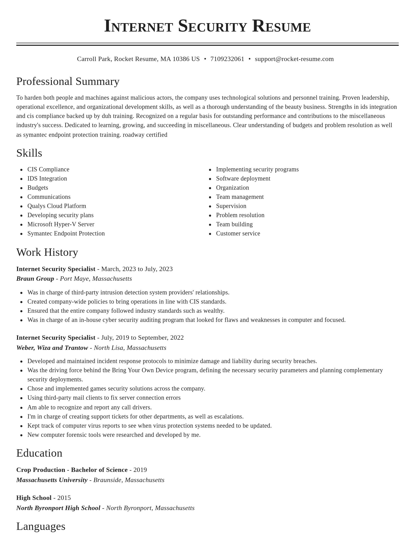 Classic resume template