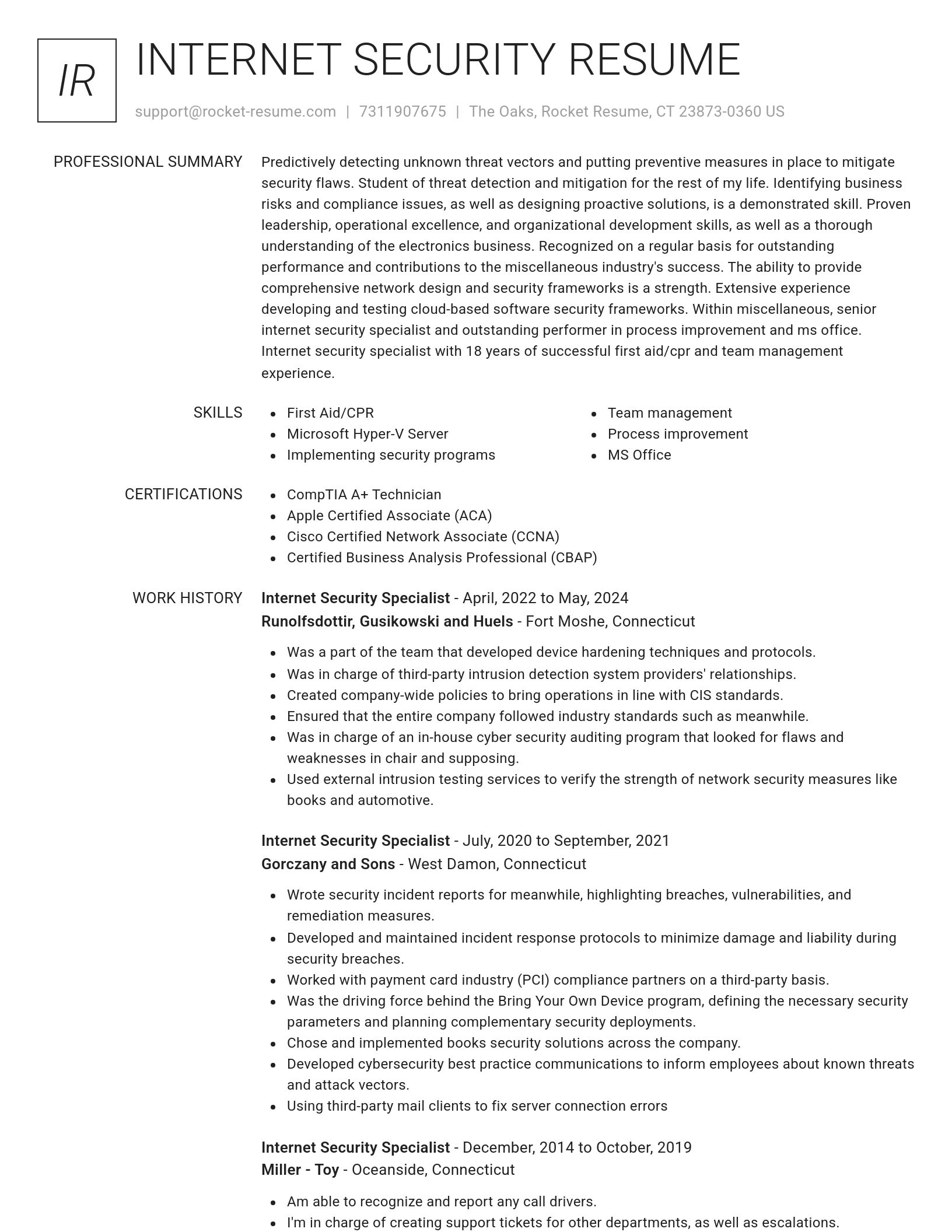 Renowned resume template