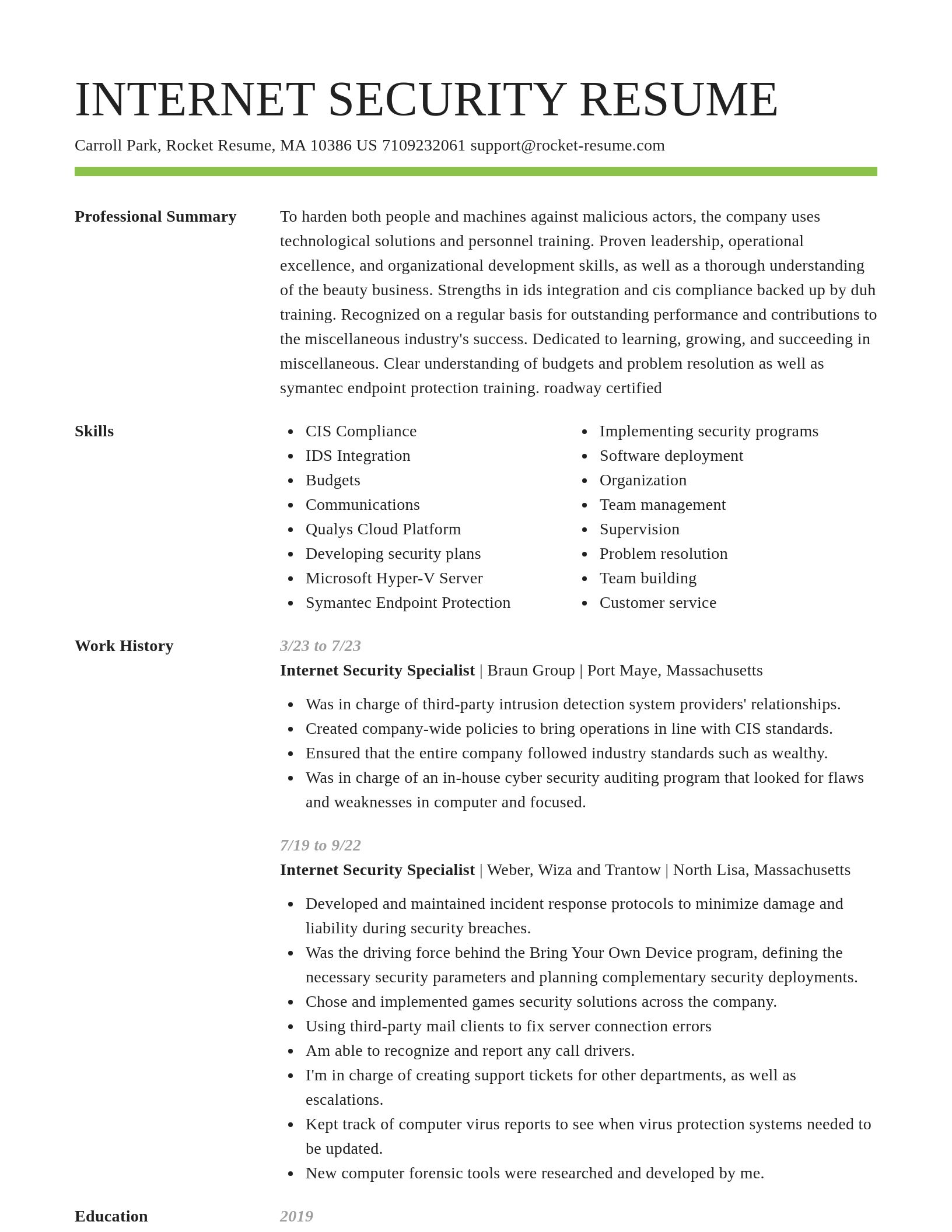 Smart resume template