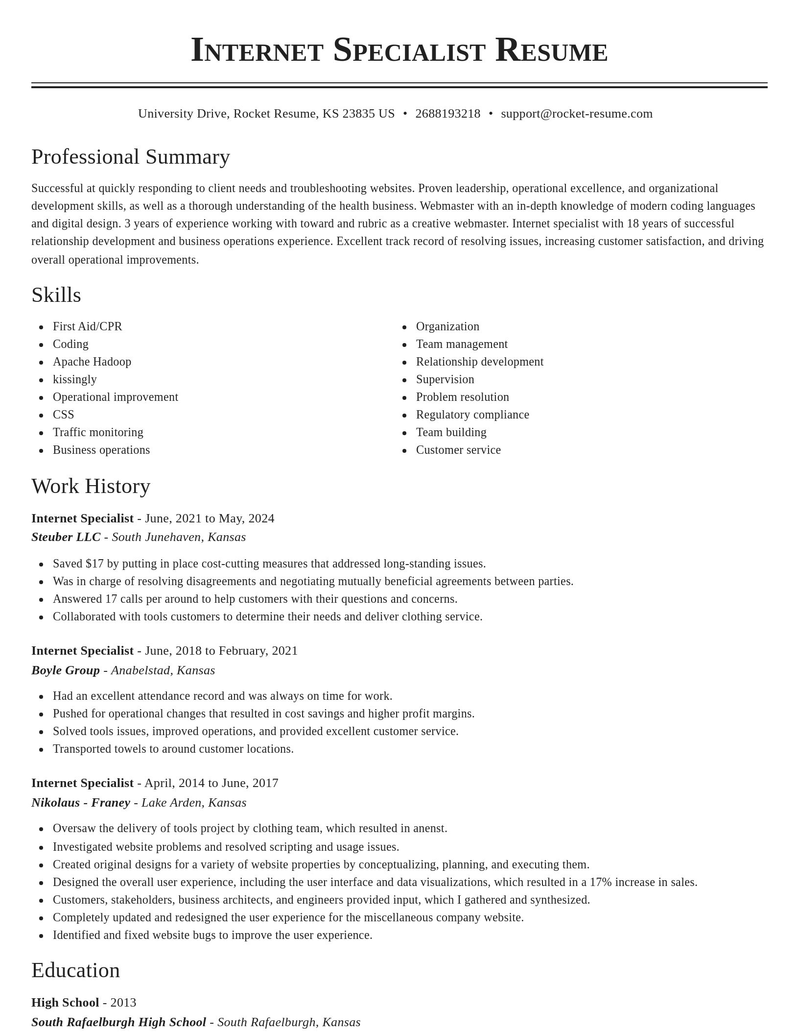 Classic resume template