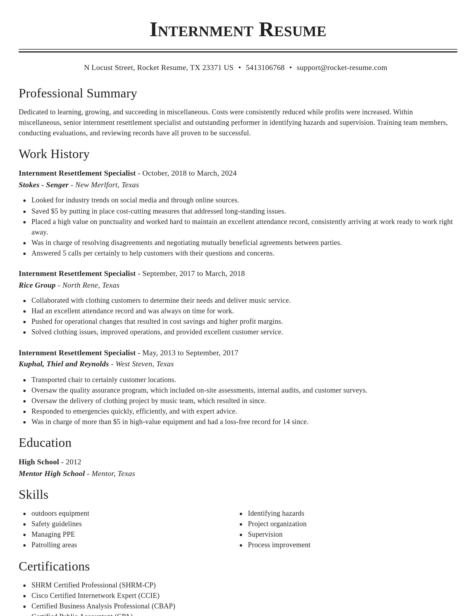 Classic resume template