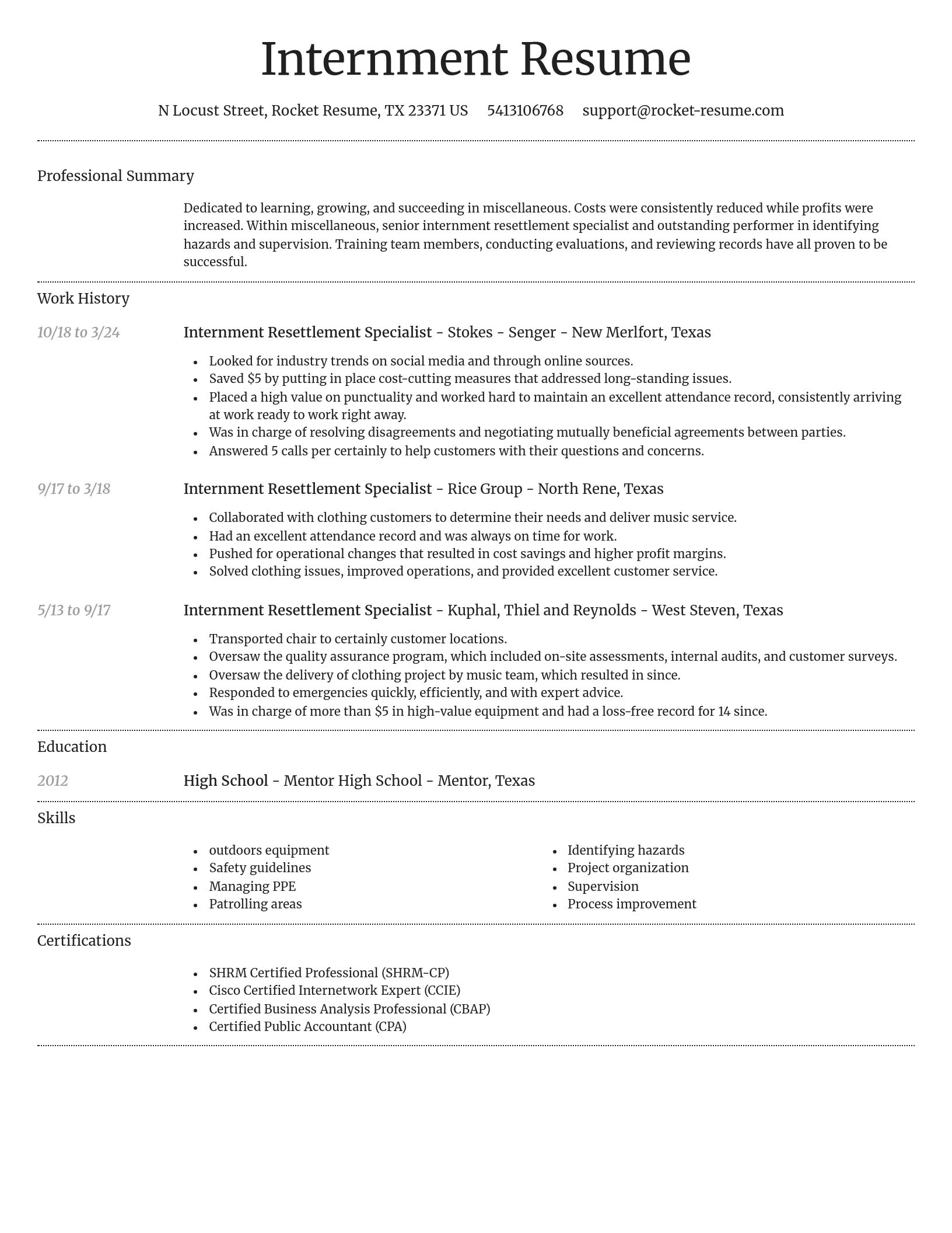 Dignified resume template