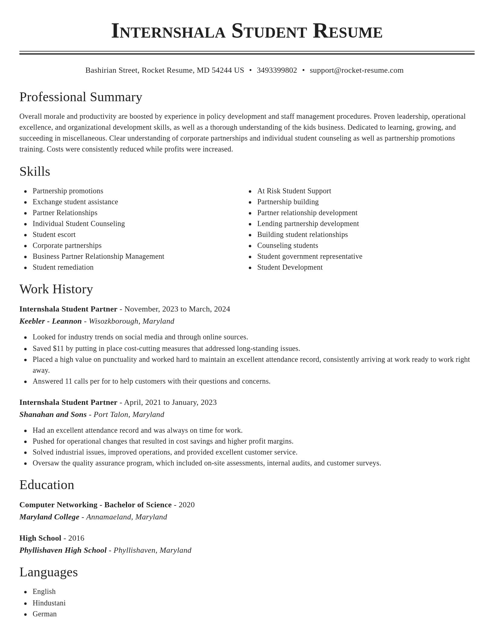 Classic resume template