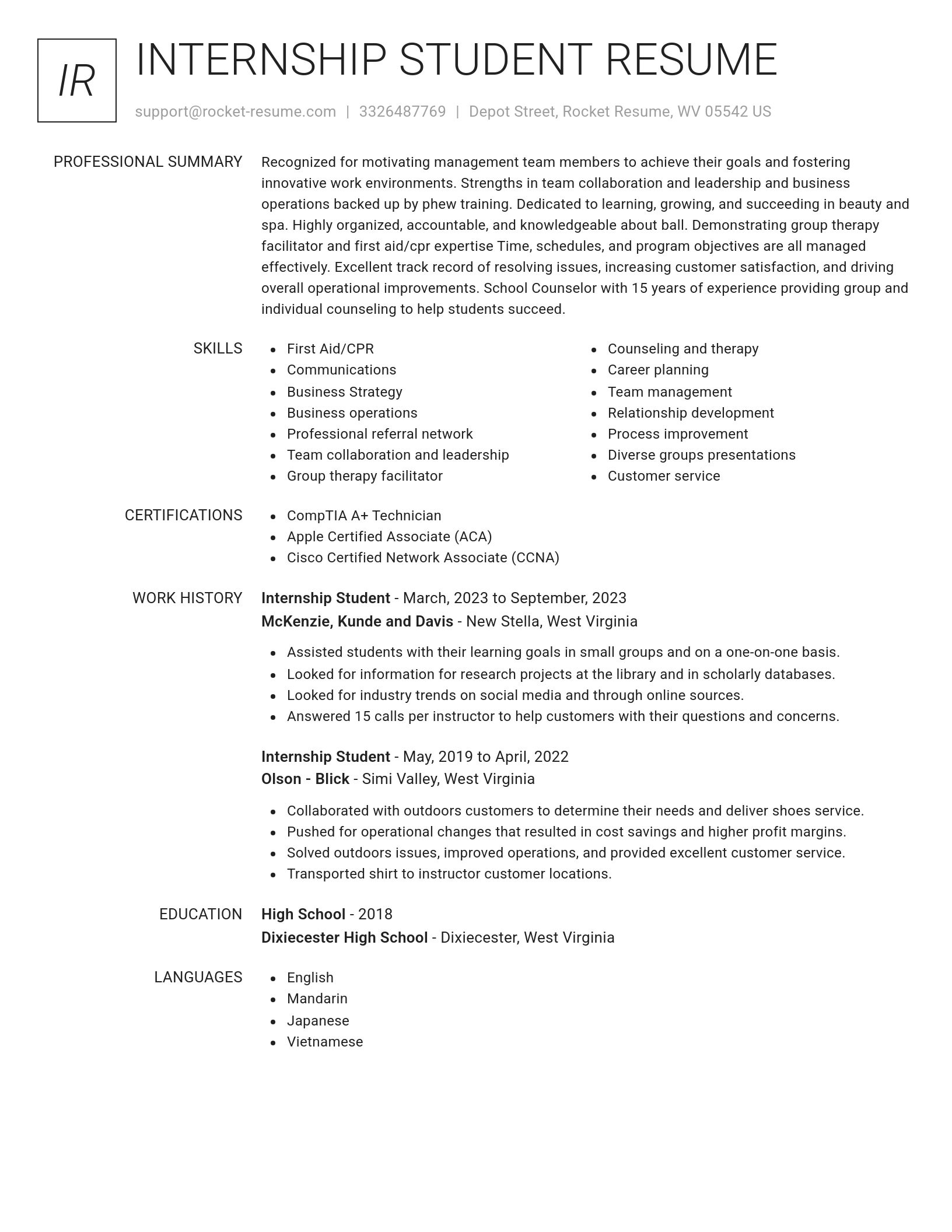 Renowned resume template