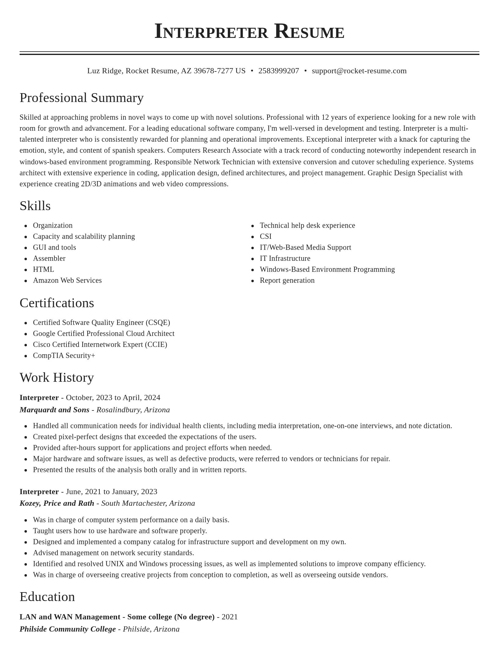 Classic resume template