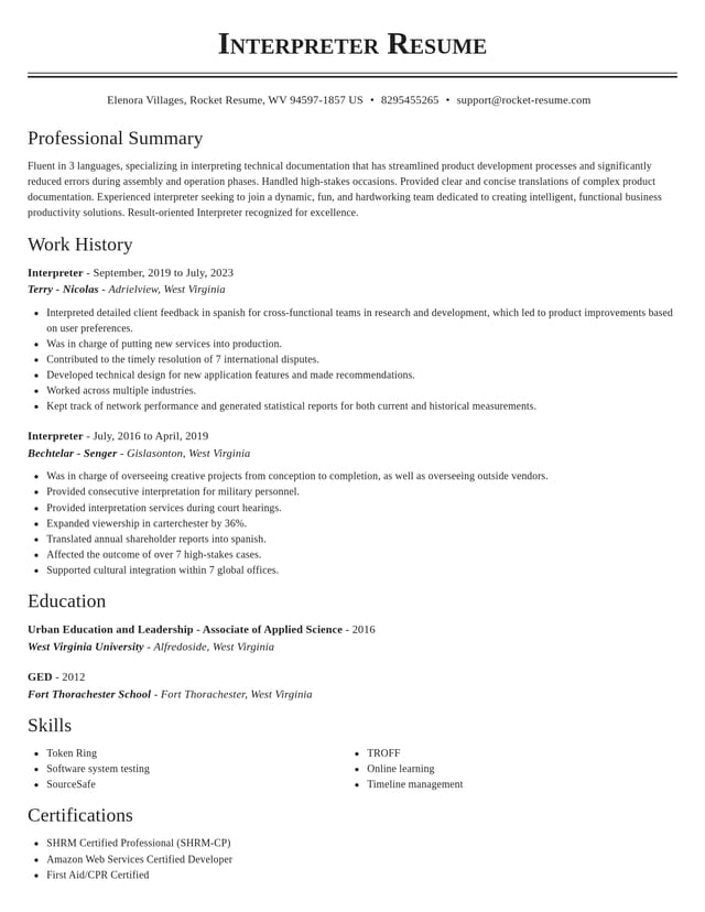 Classic resume template