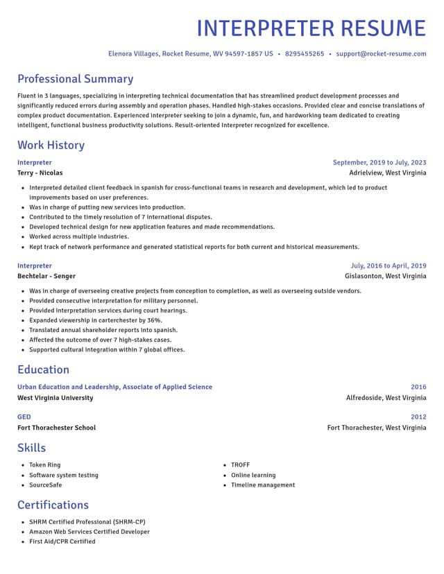 Novel resume template