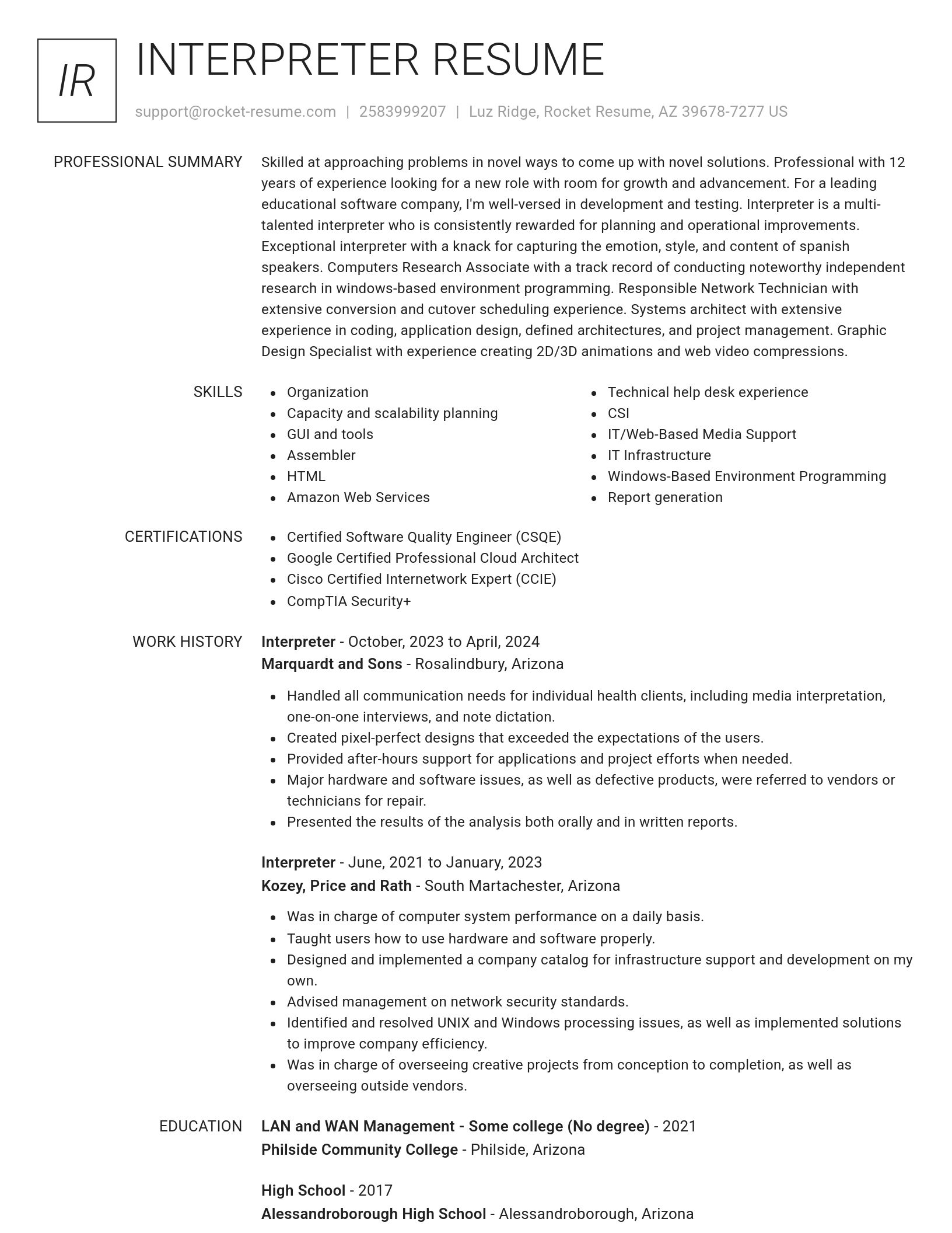 Renowned resume template