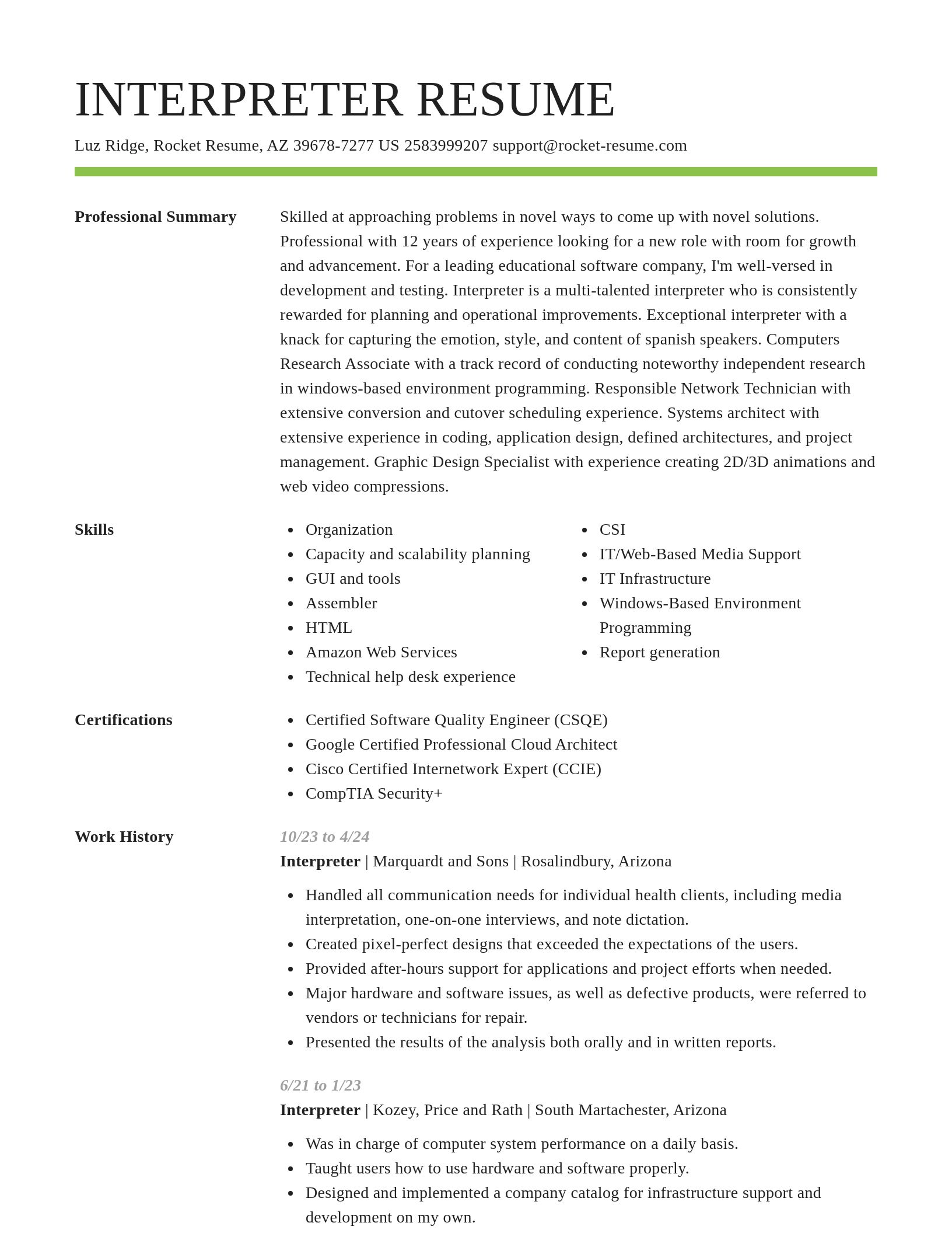 Smart resume template