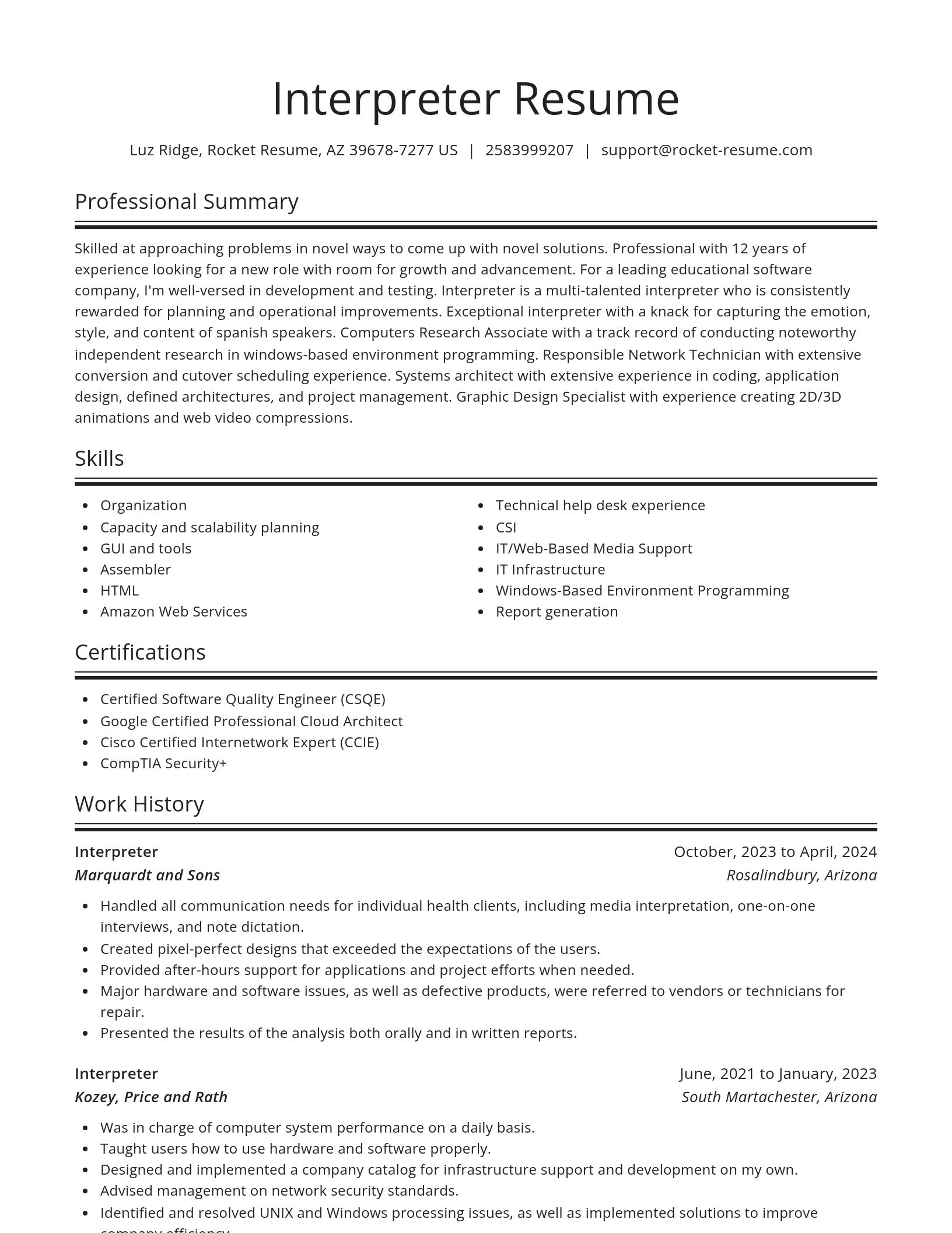Spotlight resume template