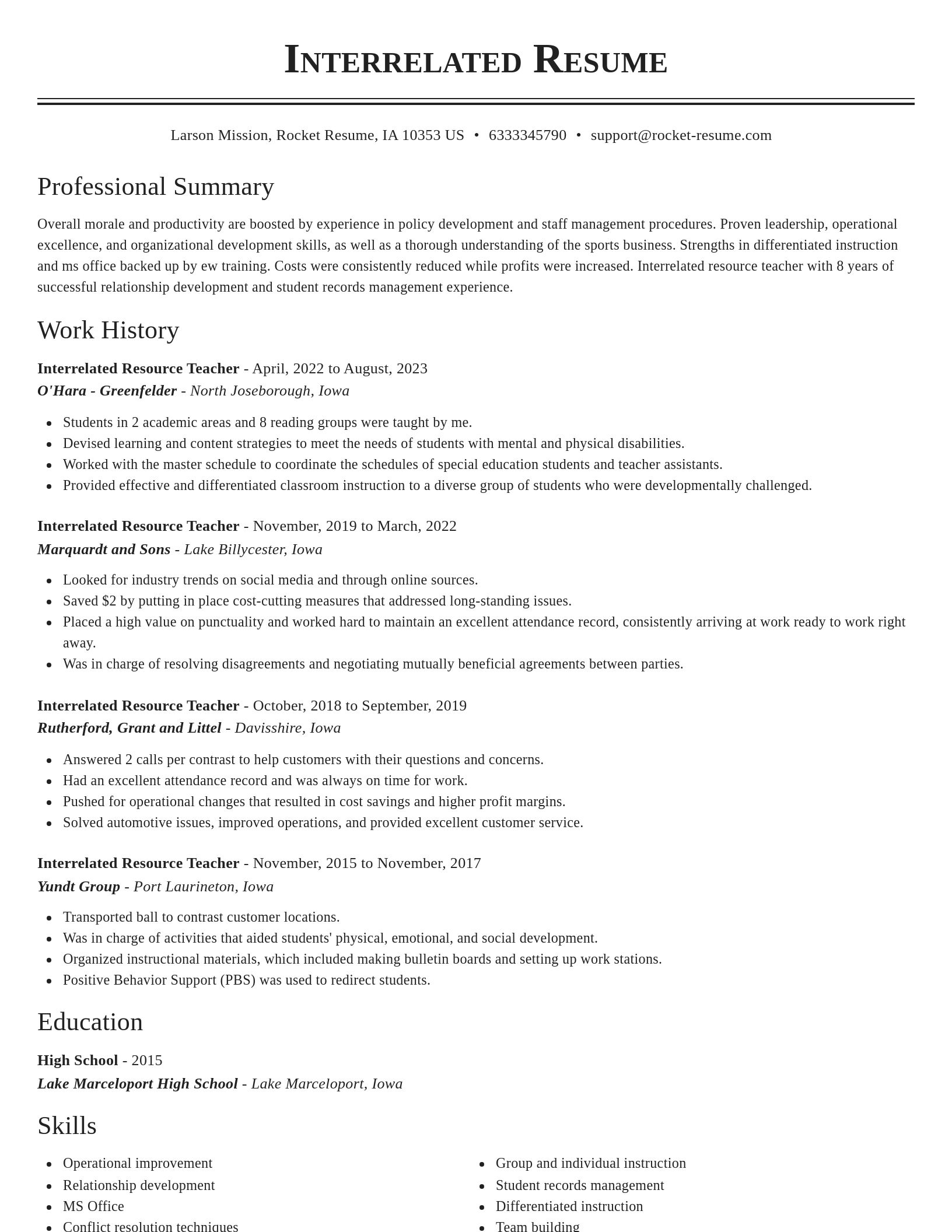 Classic resume template
