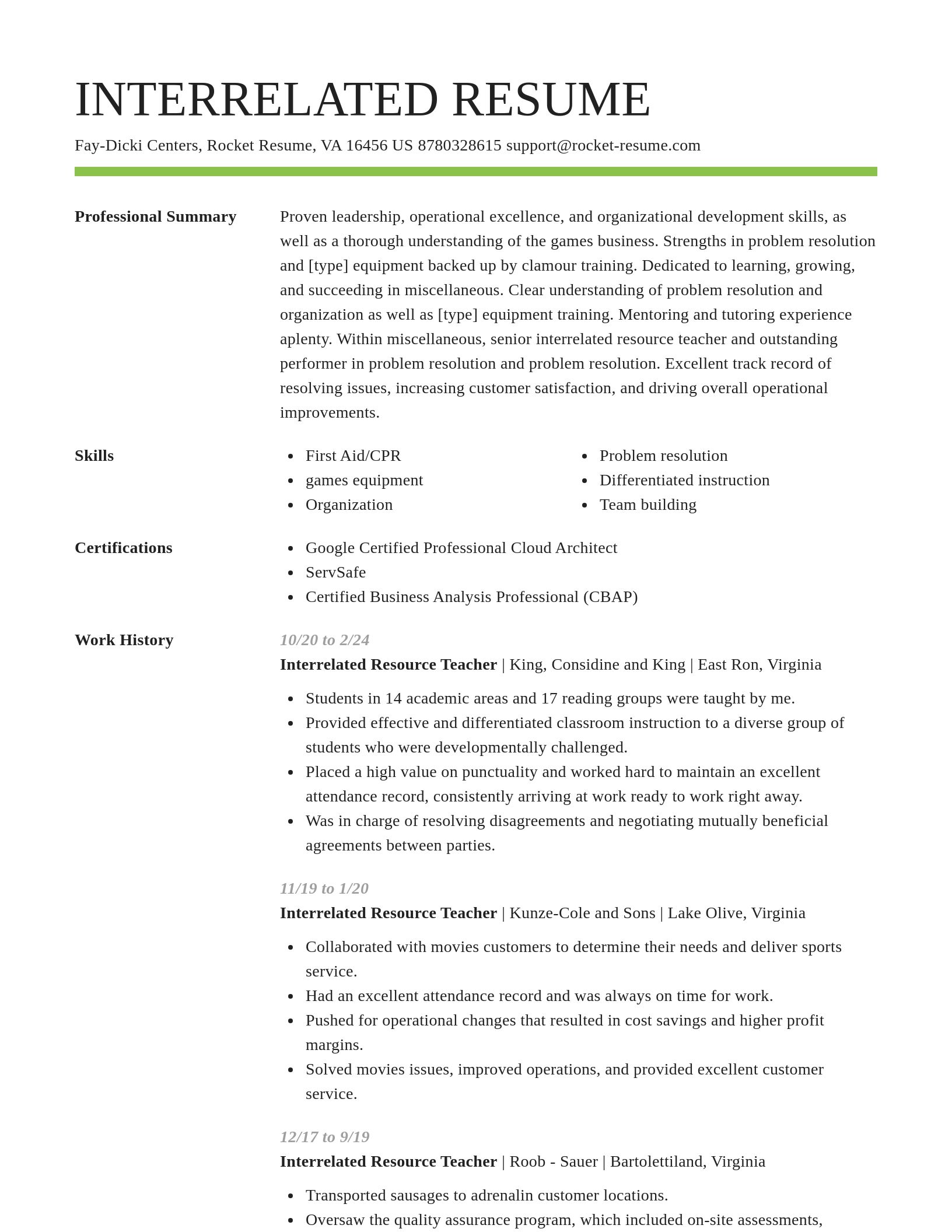 Smart resume template