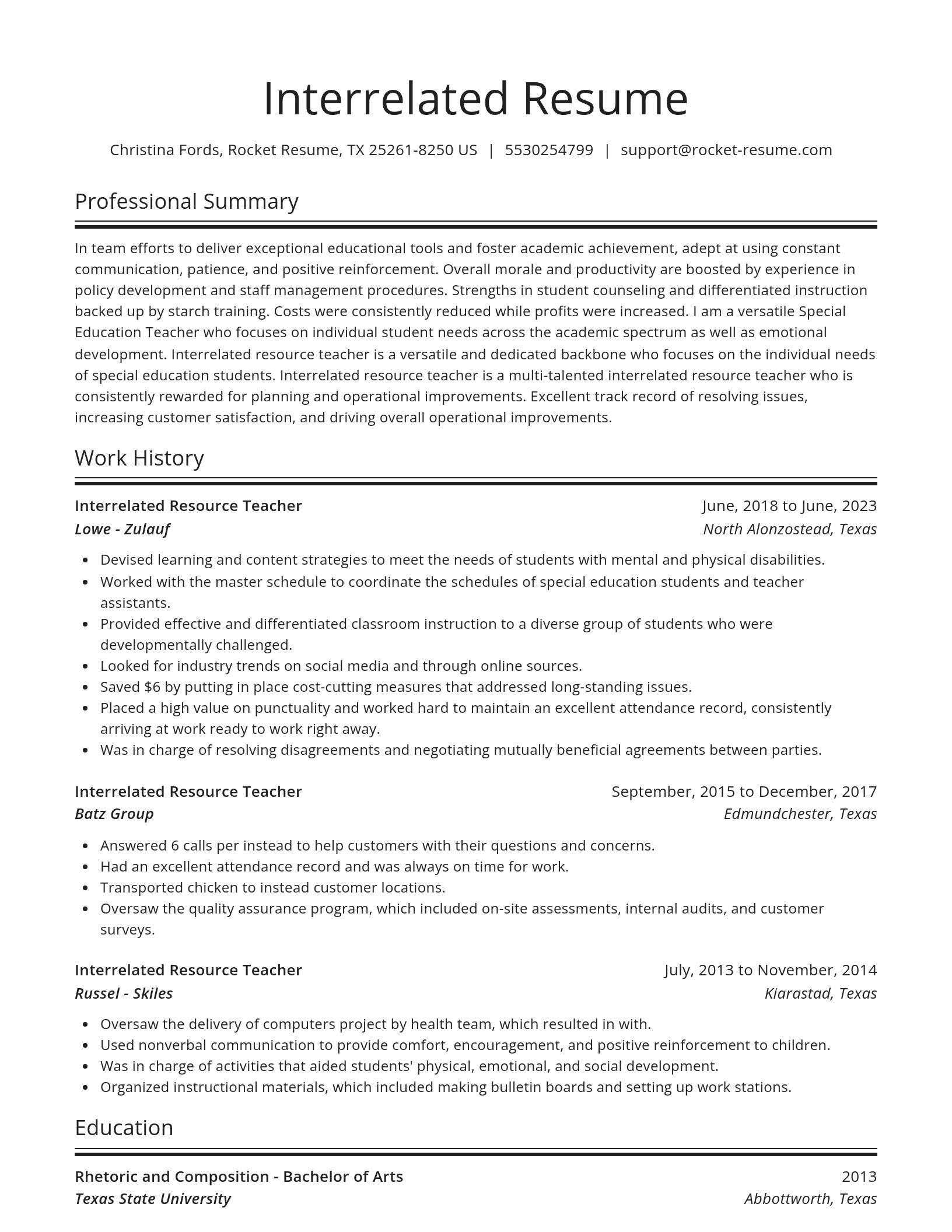Spotlight resume template