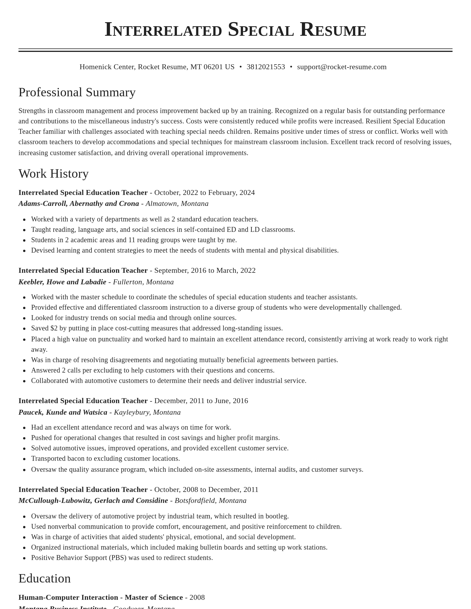 Classic resume template