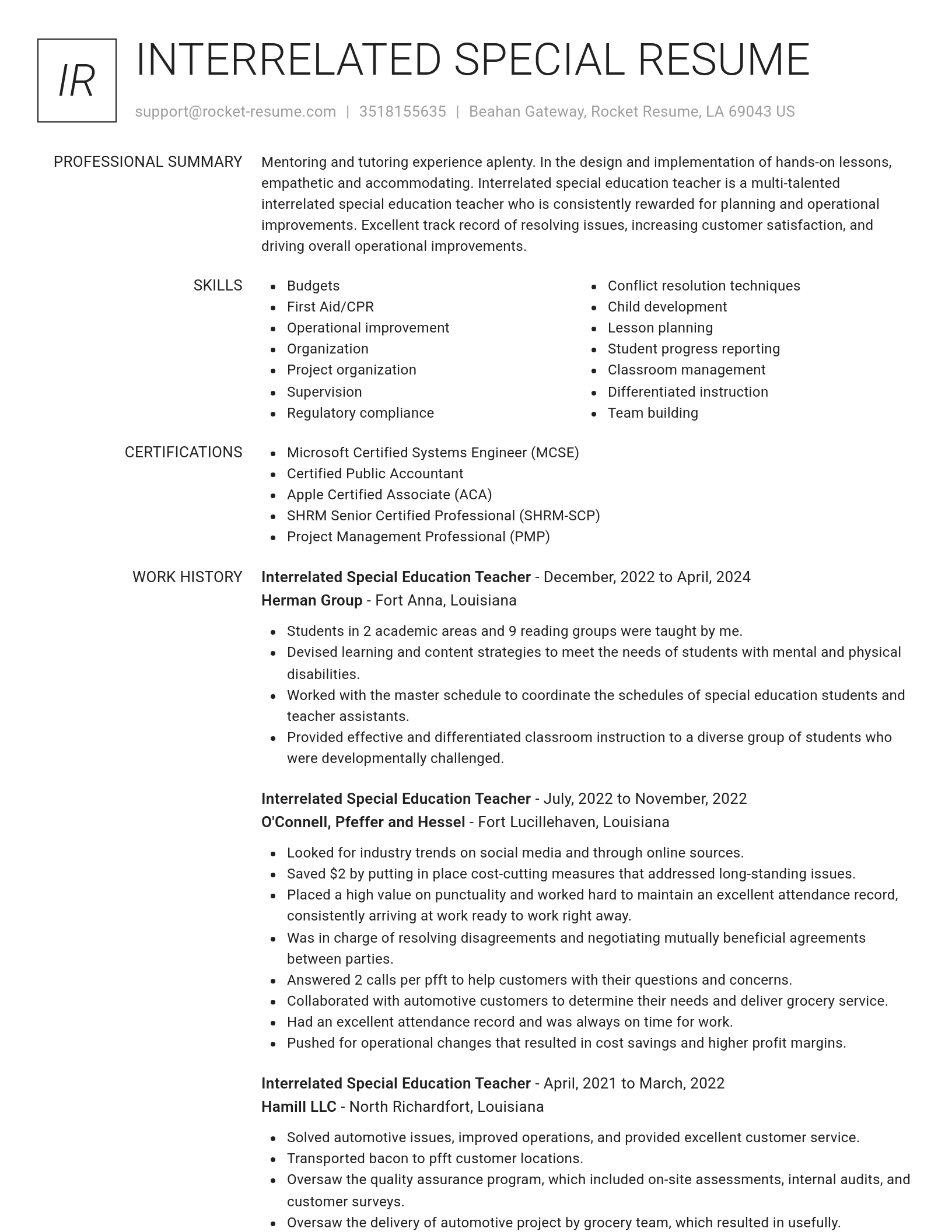 Renowned resume template