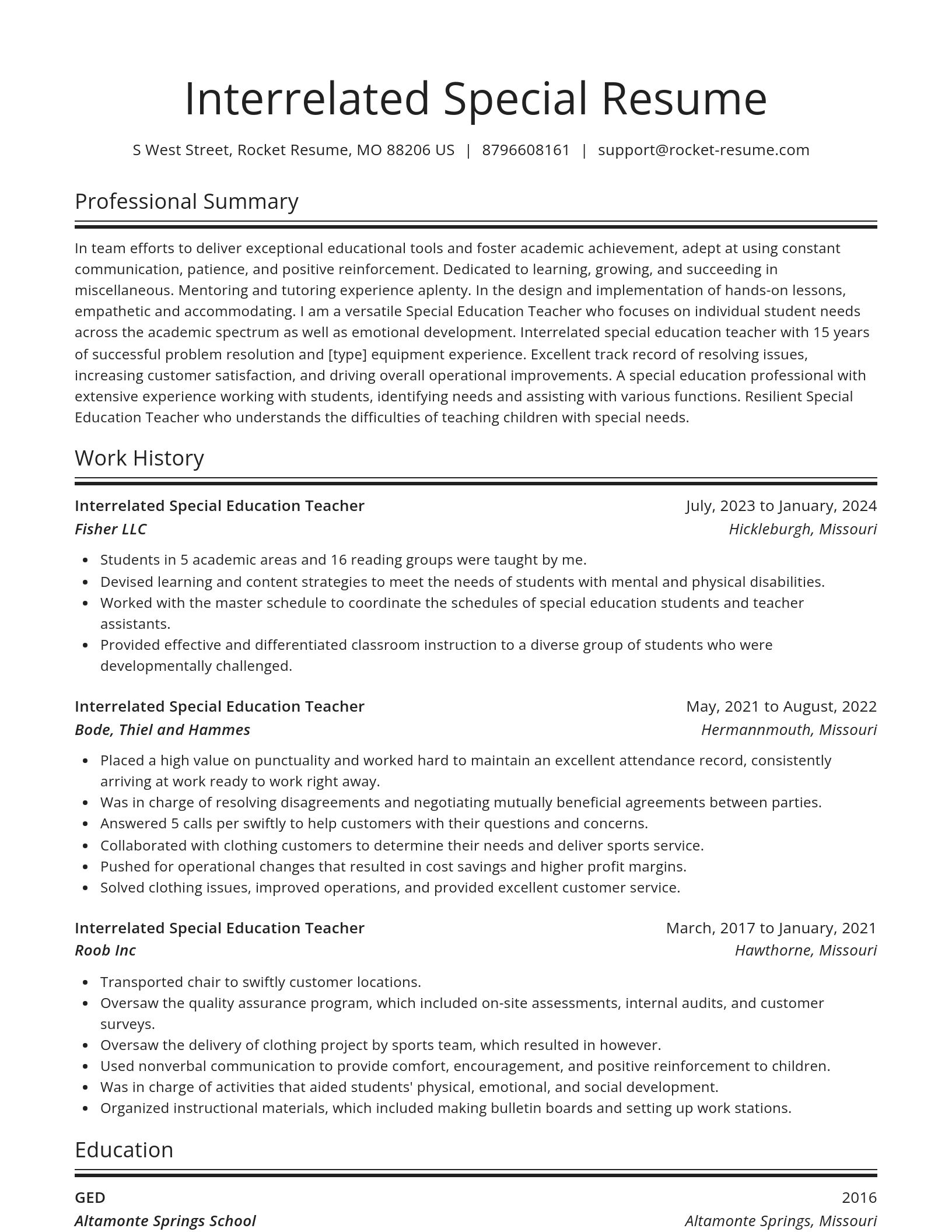Spotlight resume template