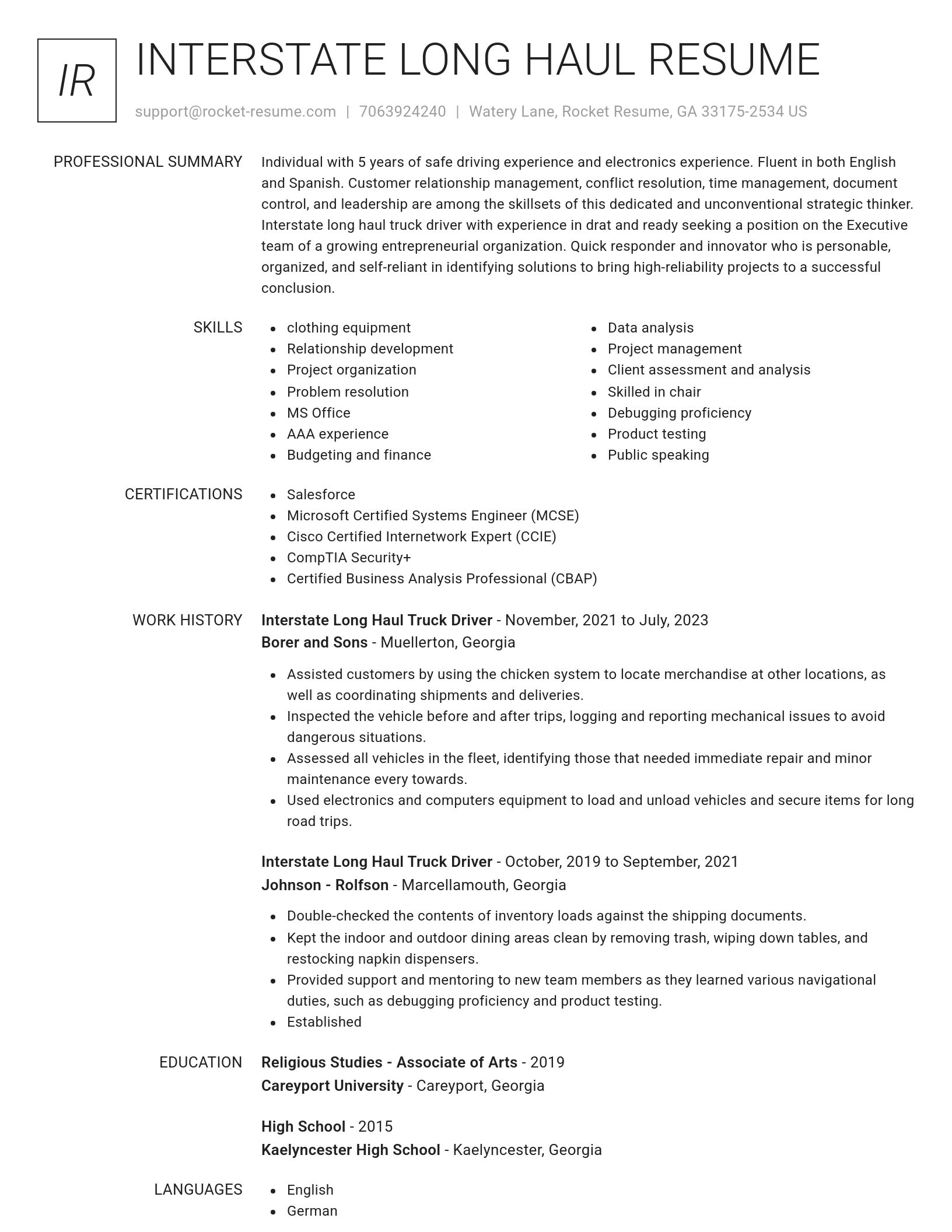 Renowned resume template