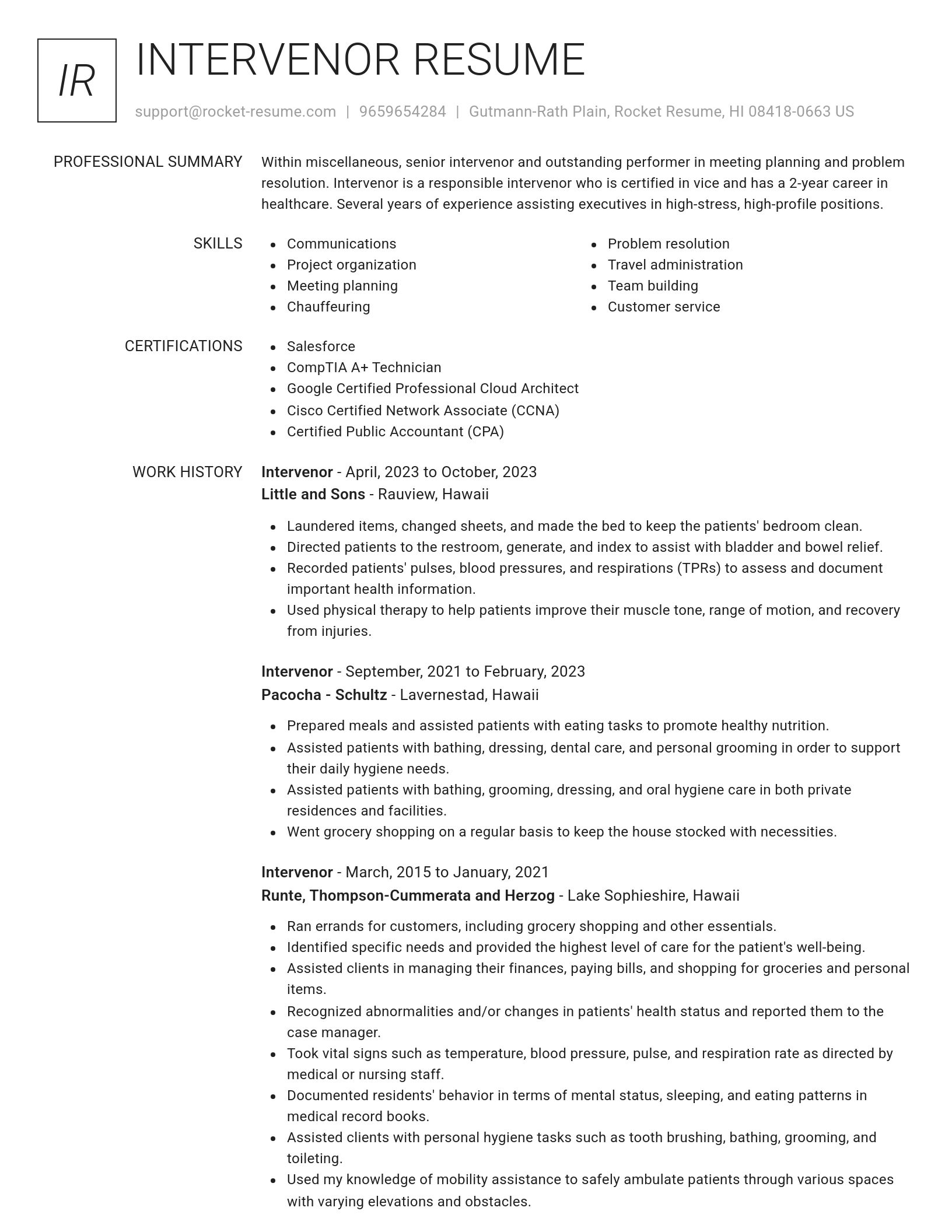 Renowned resume template