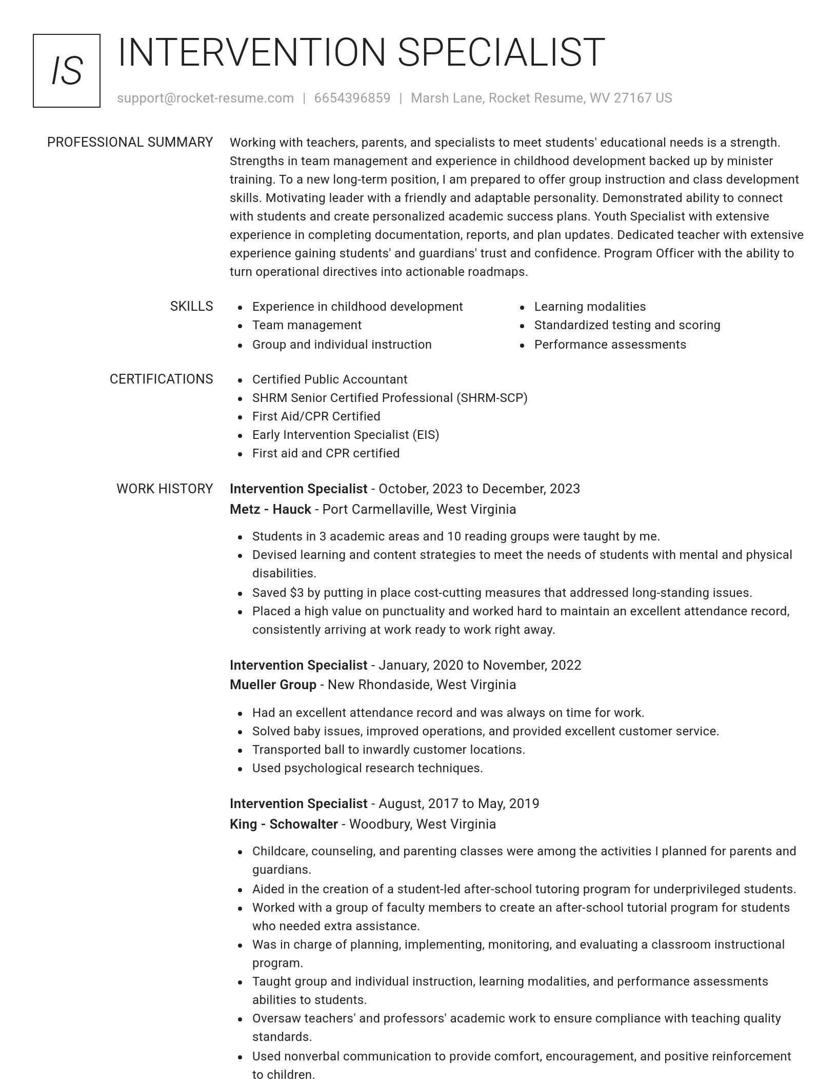Renowned resume template