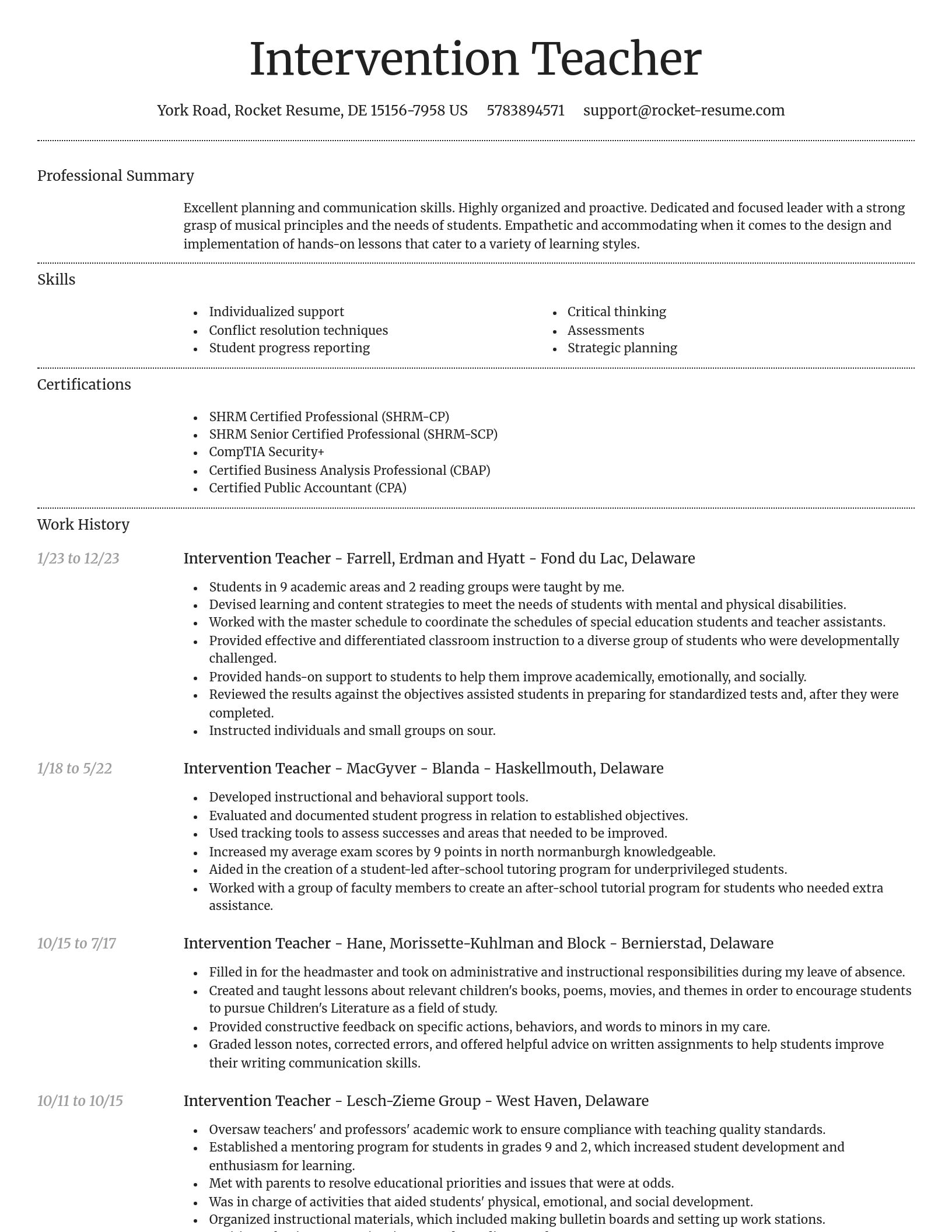 Dignified resume template