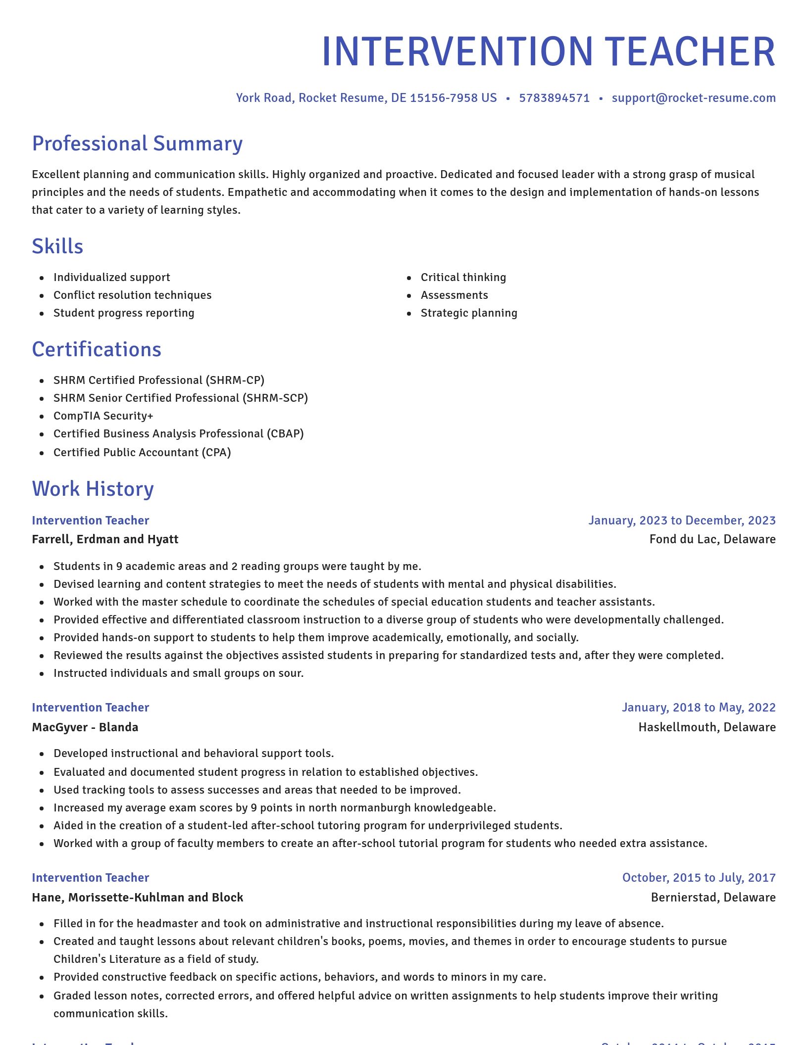 Novel resume template