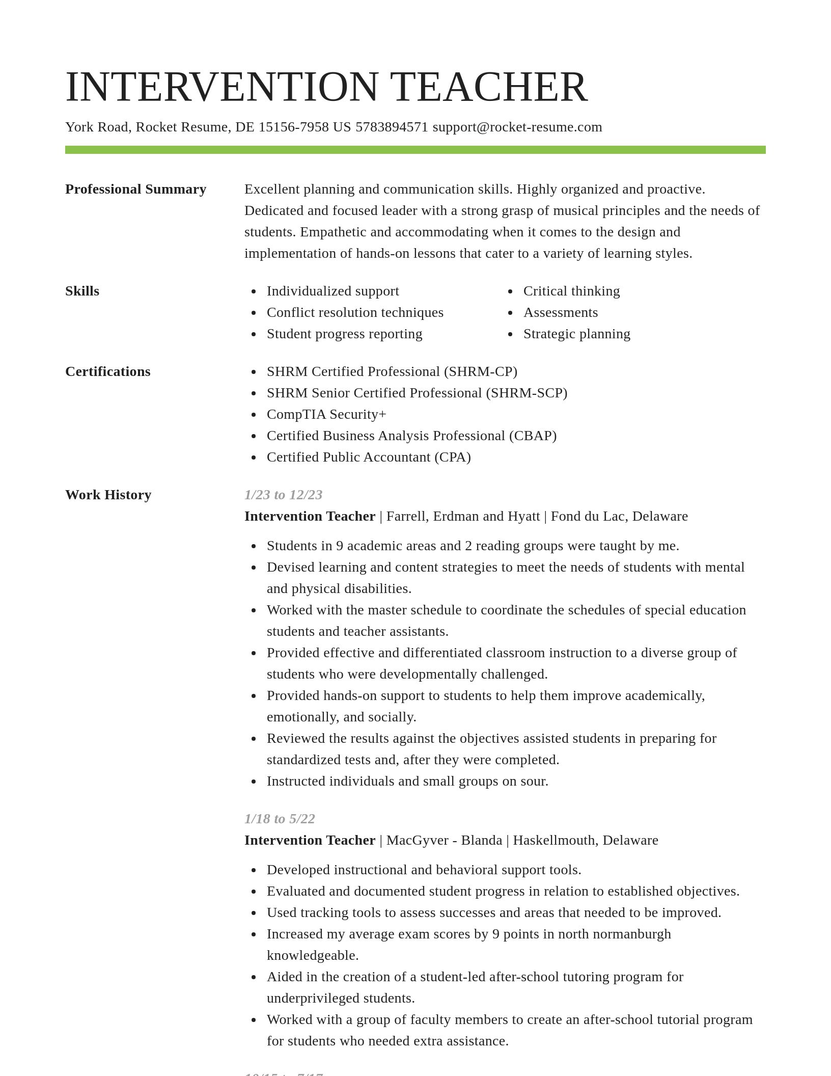 Smart resume template