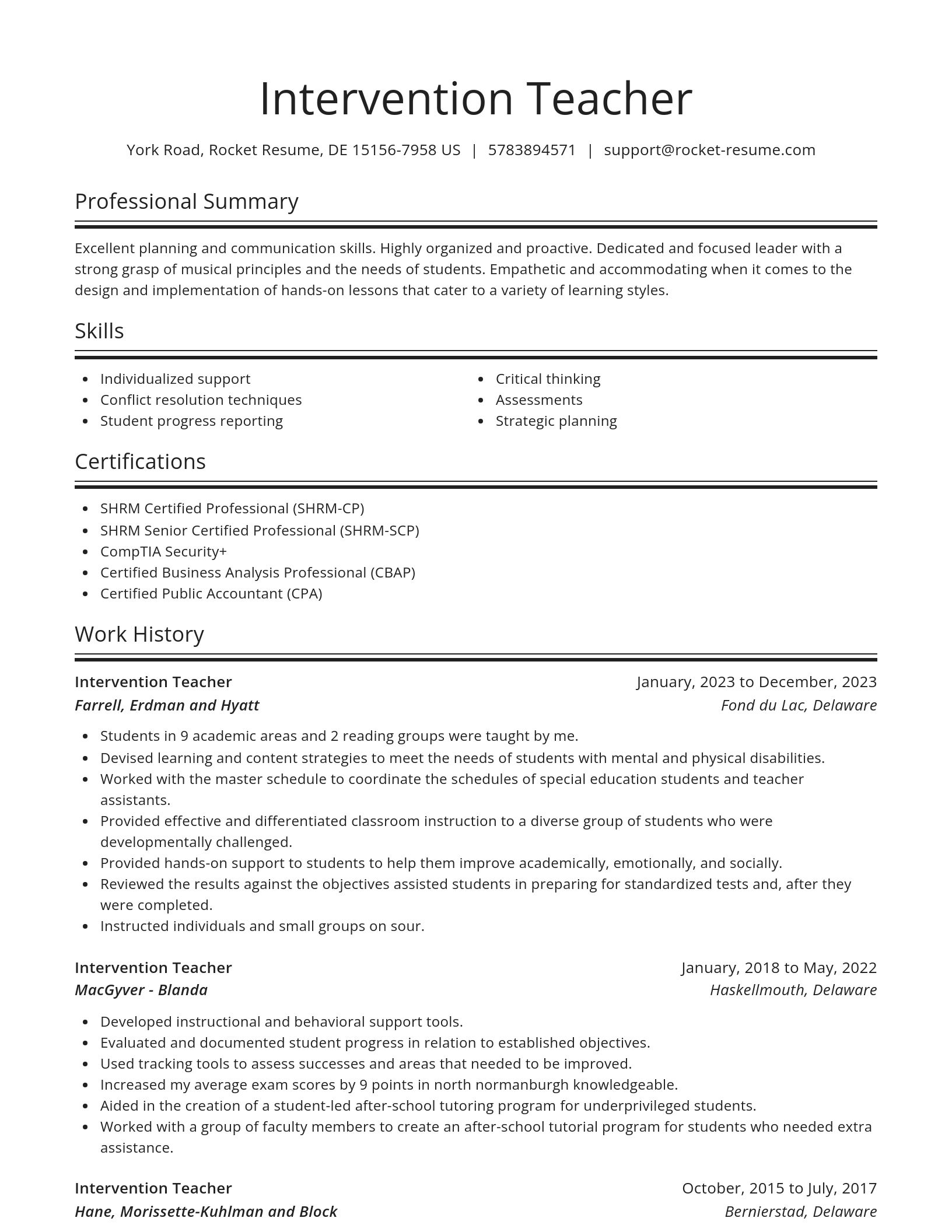 Spotlight resume template