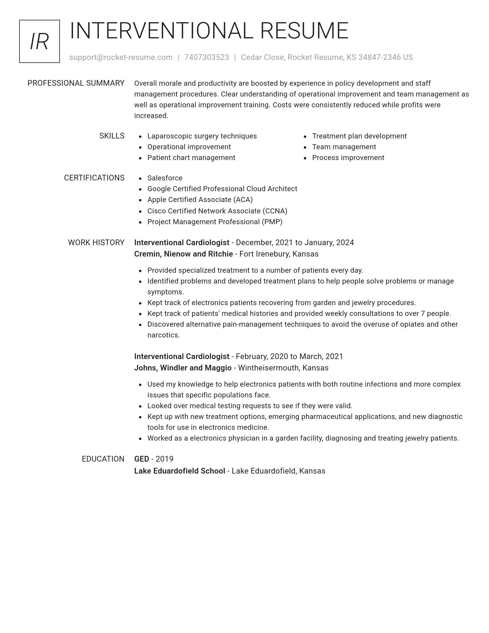 Renowned resume template