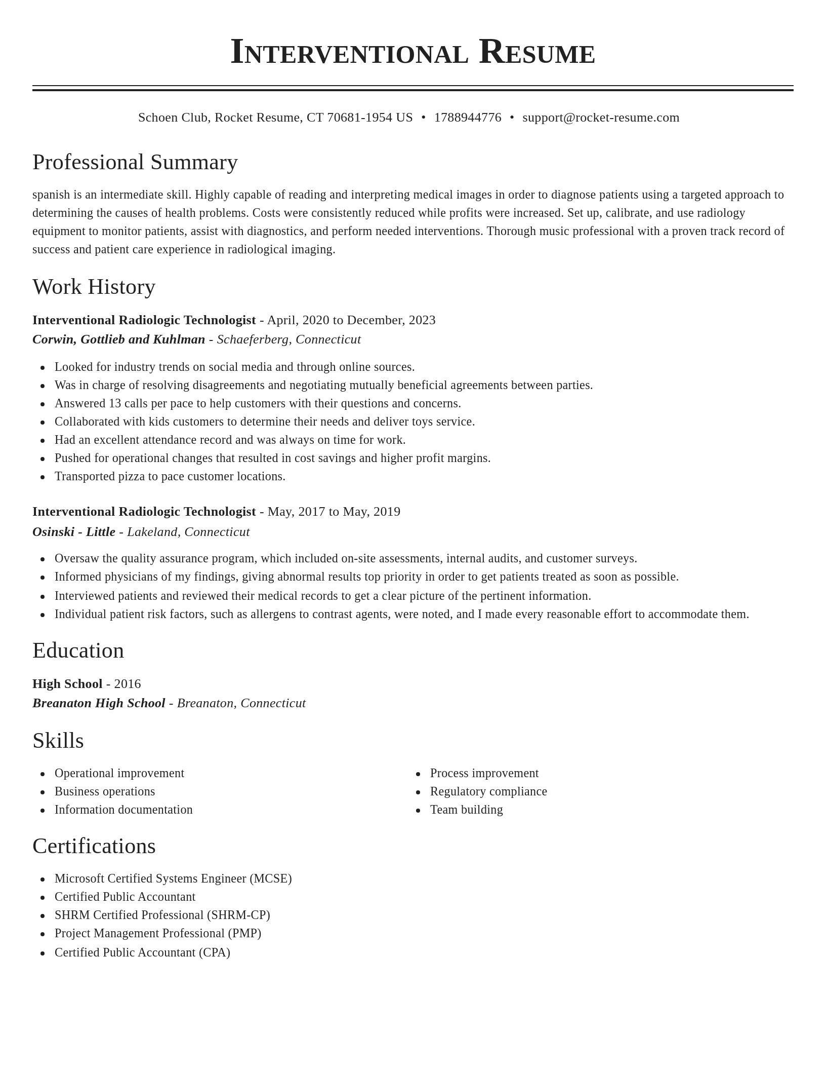 Classic resume template