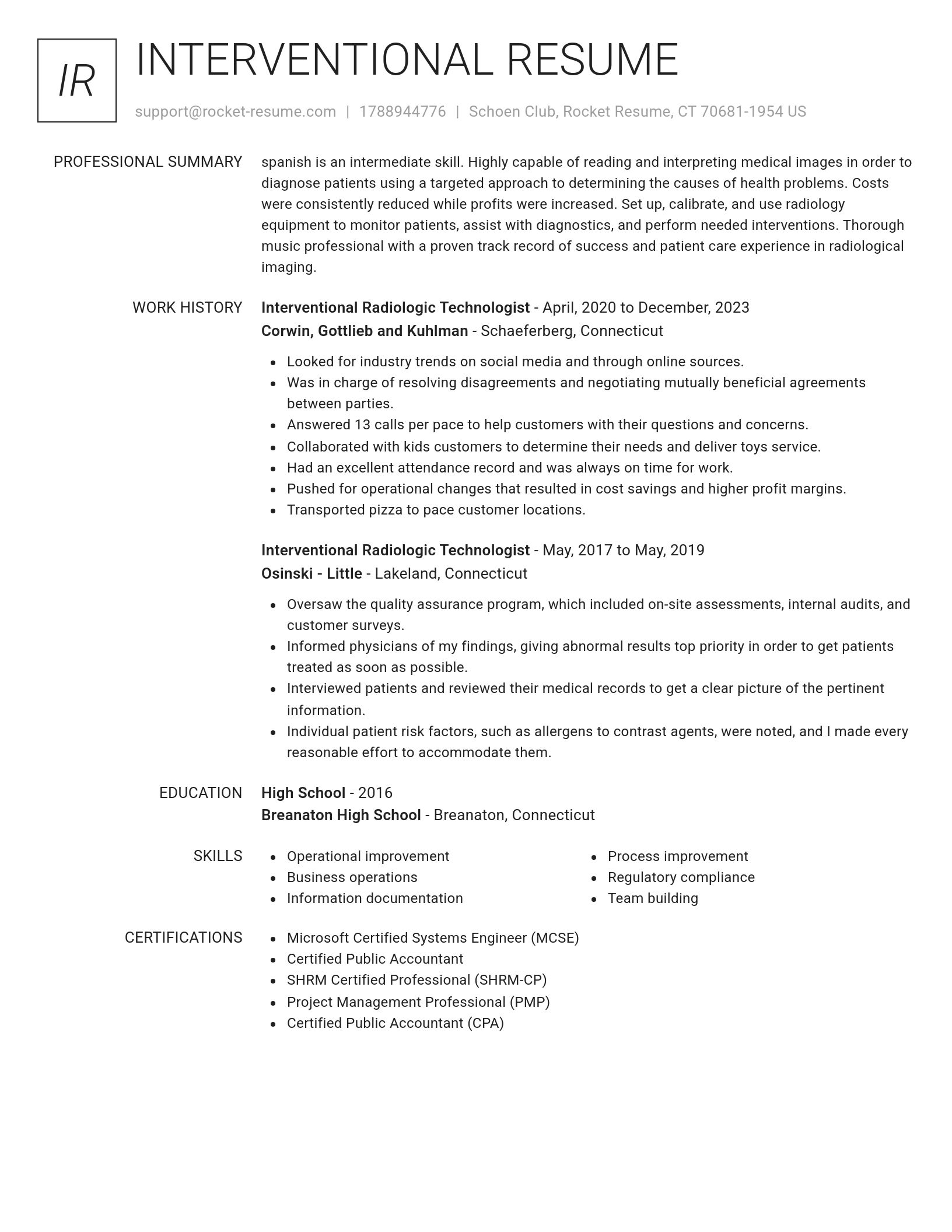 Renowned resume template