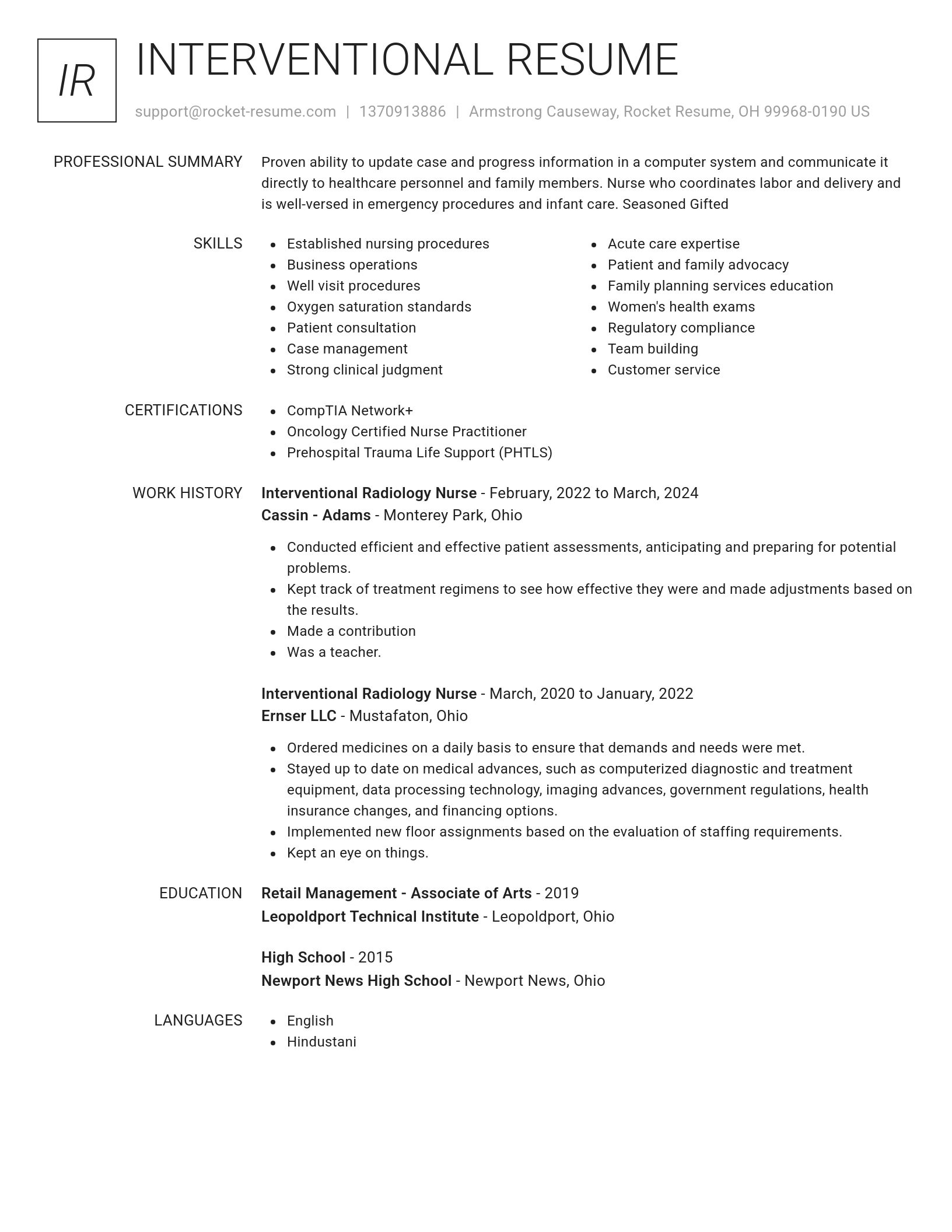 Renowned resume template