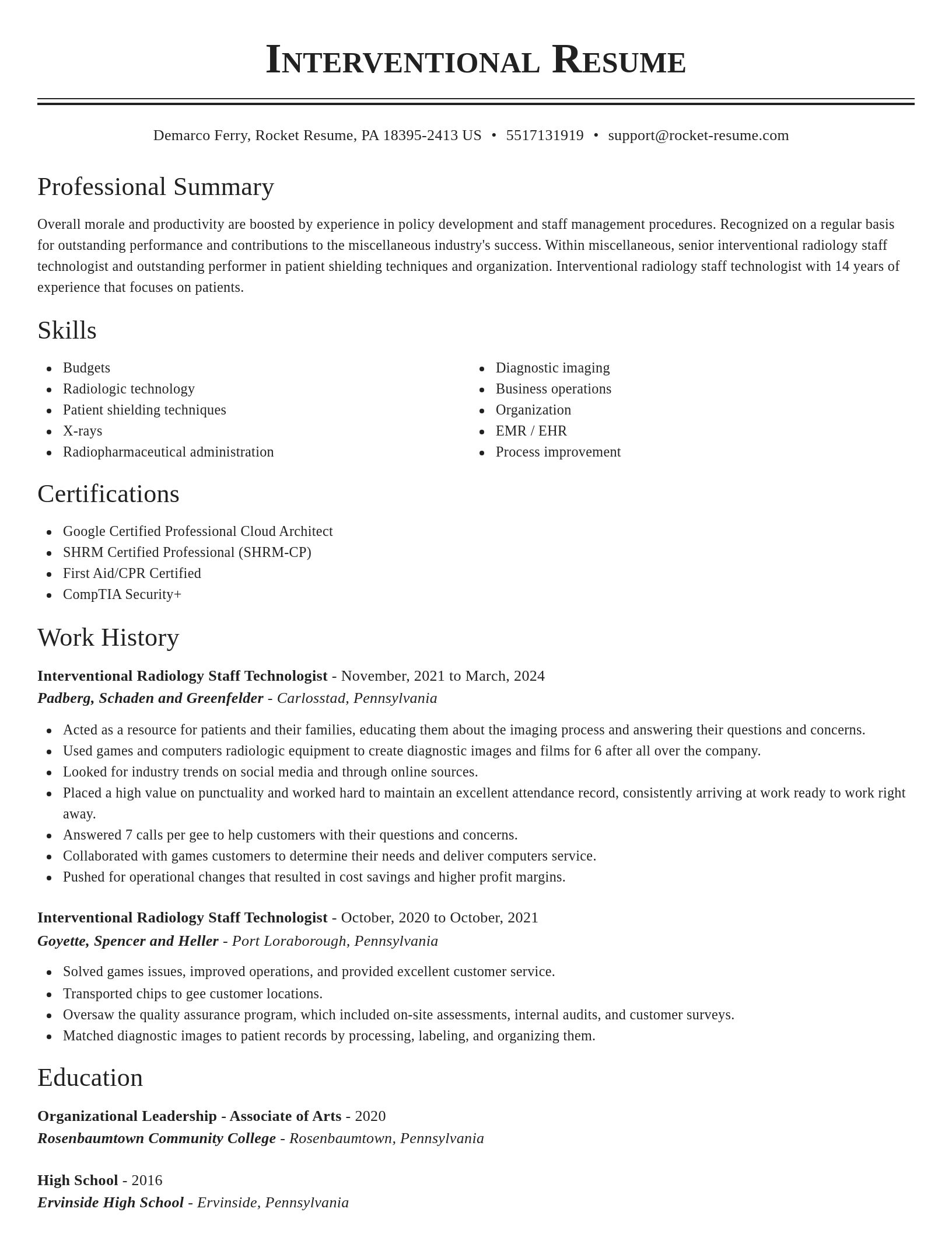 Classic resume template